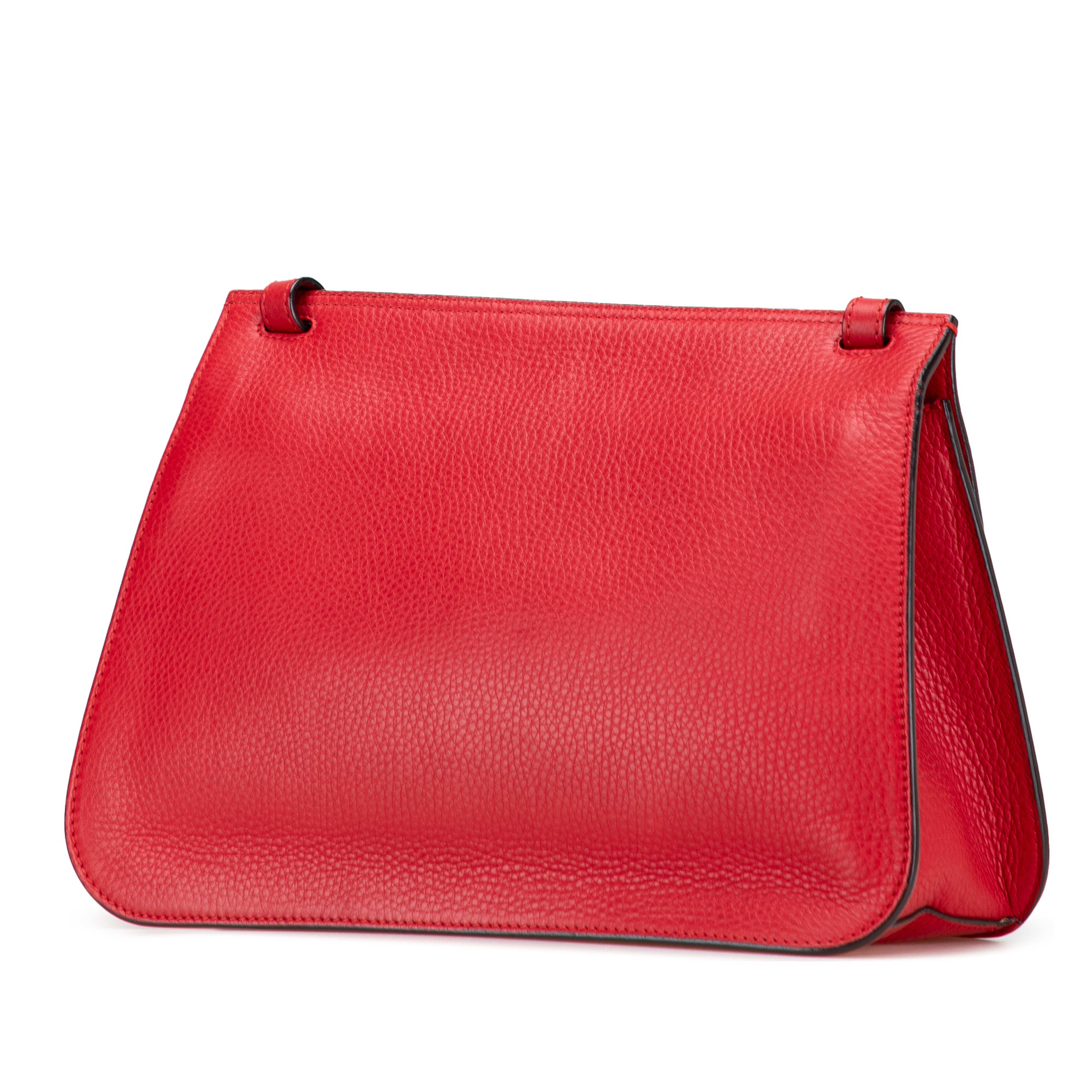 Gucci Medium Leather Bamboo Daily Crossbody, från Luxclusif, i färgen red. Klicka för att öppna bilden i stort format