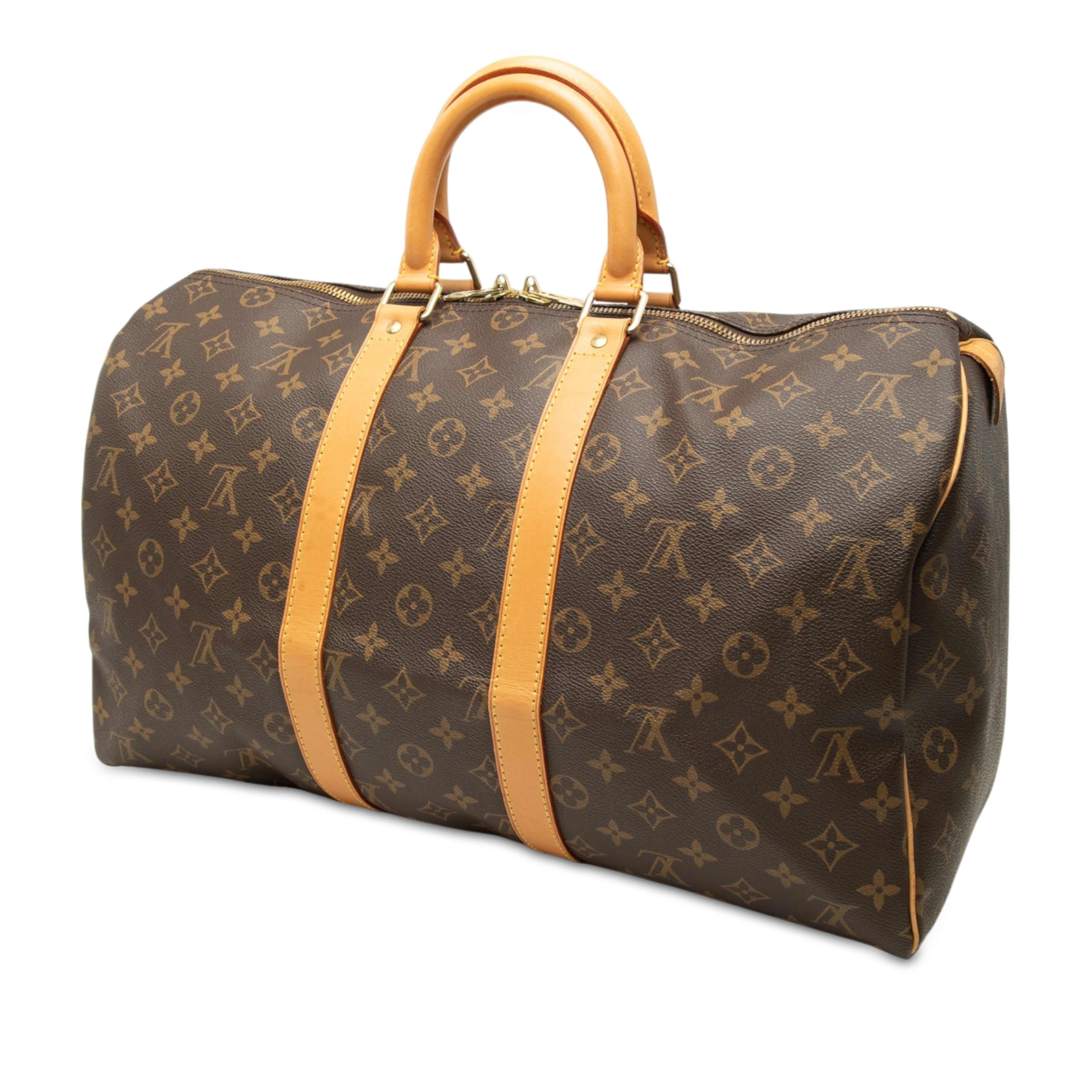 Louis Vuitton Monogram Keepall 45, från Luxclusif, i färgen brun. Klicka för att öppna bilden i stort format