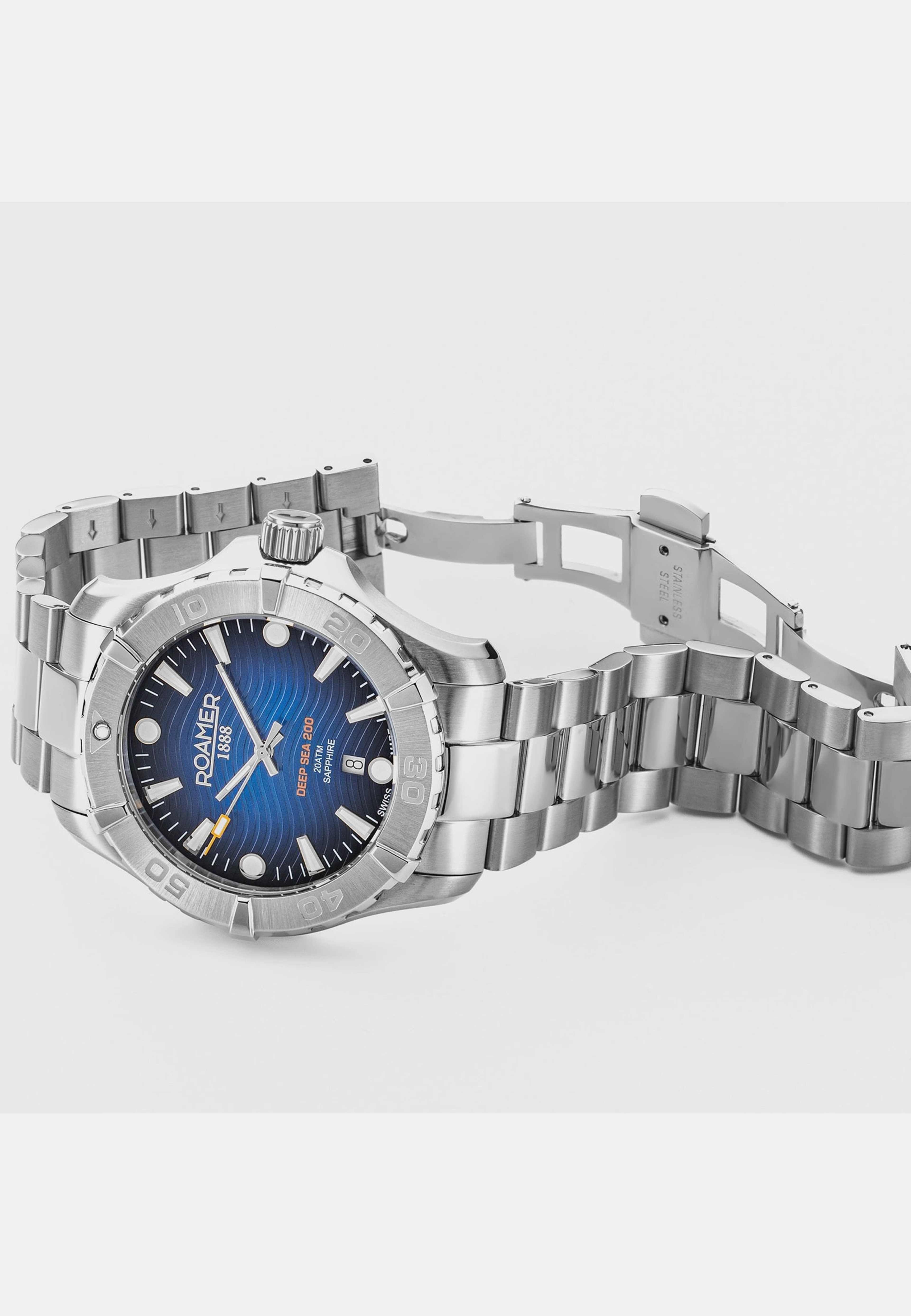 Roamer Deep Sea 200 Herr Blå/stållänk - 860833 41 45 70, från ROAMER, i färgen 1. Klicka för att öppna bilden i stort format