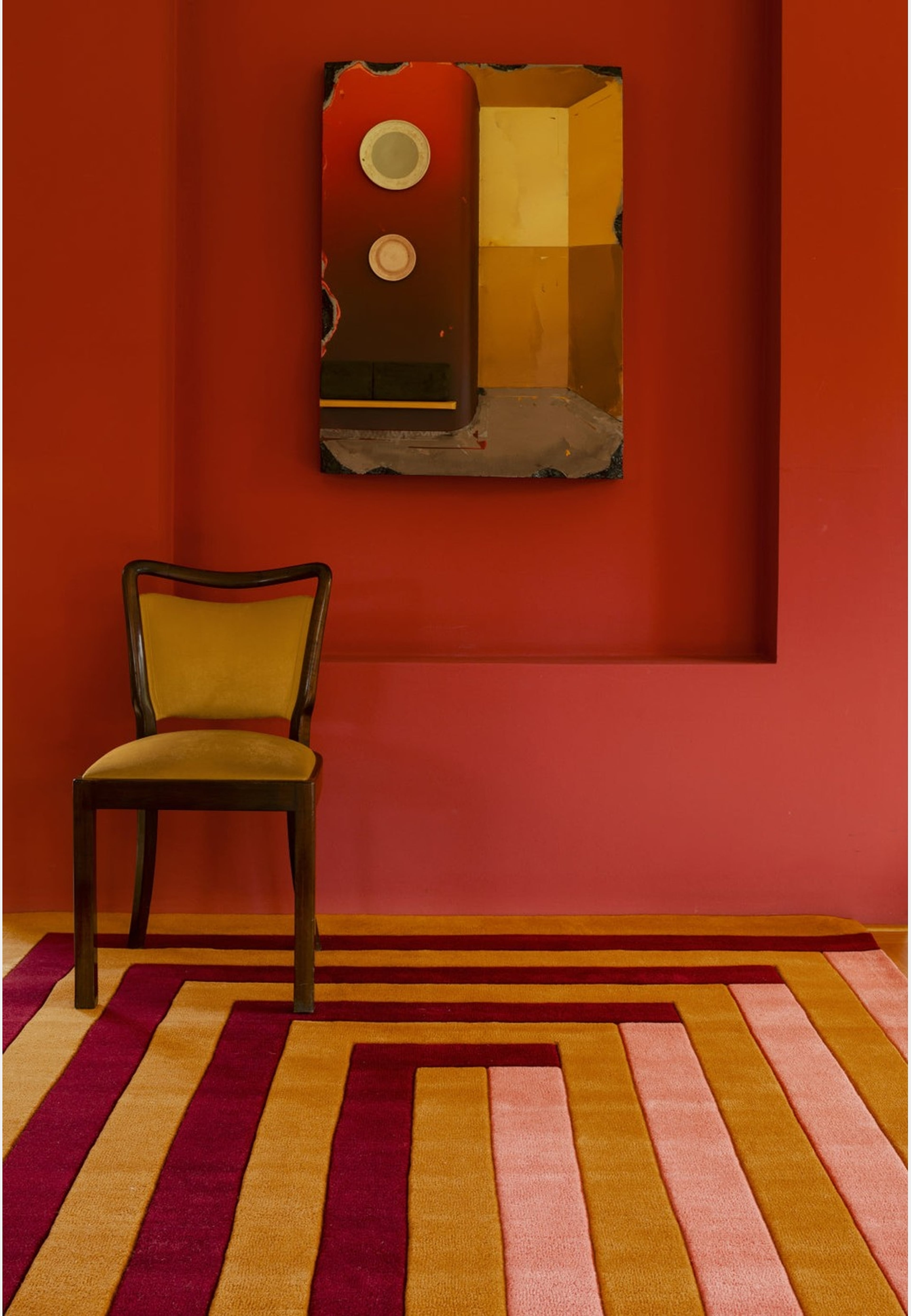 Teklan Labyrinth Ullmatta Coral Pink, från Layered, i färgen coral pink. Klicka för att öppna bilden i stort format