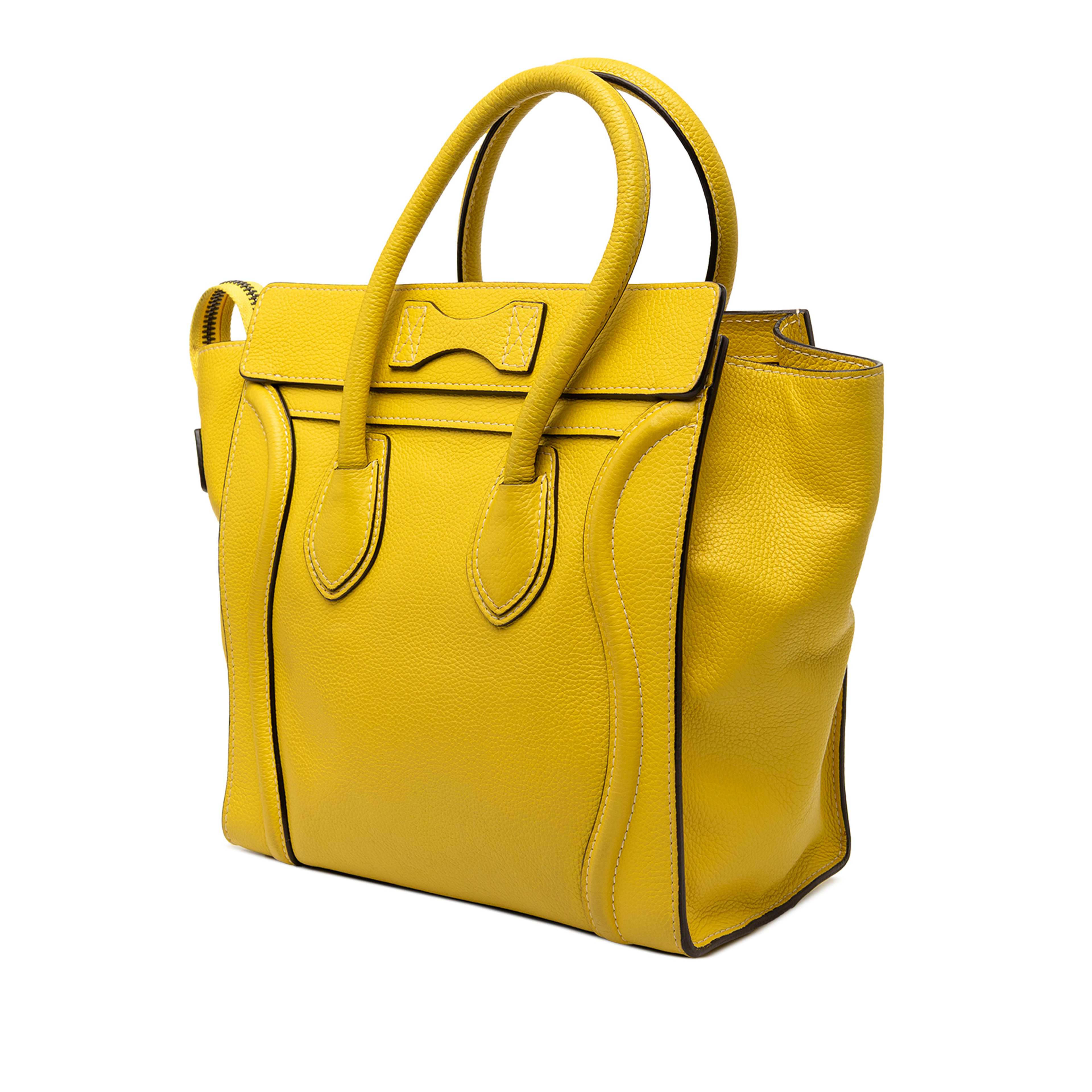 Celine Micro Drummed Calfskin Luggage Tote, från Luxclusif, i färgen yellow. Klicka för att öppna bilden i stort format