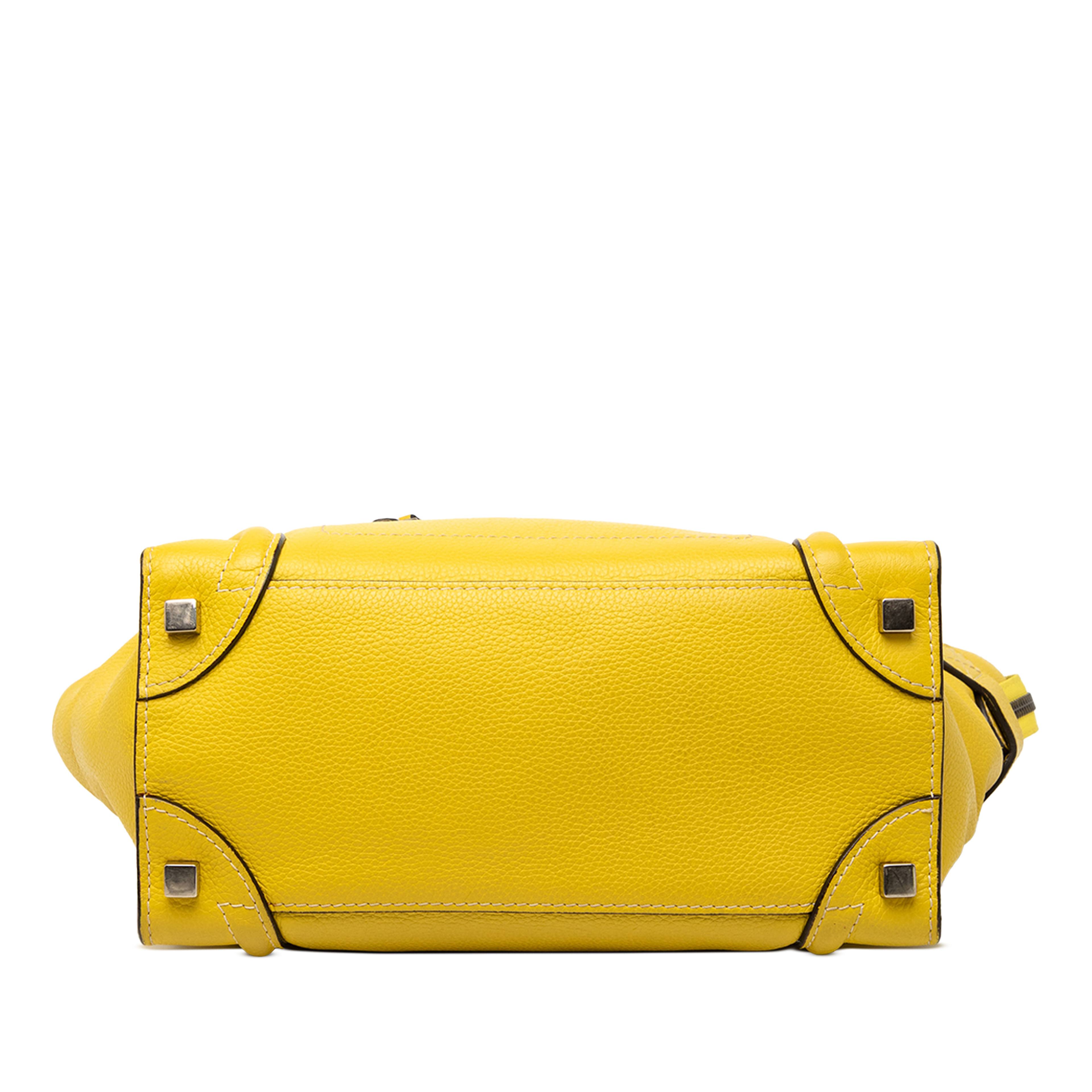 Celine Micro Drummed Calfskin Luggage Tote, från Luxclusif, i färgen yellow. Klicka för att öppna bilden i stort format