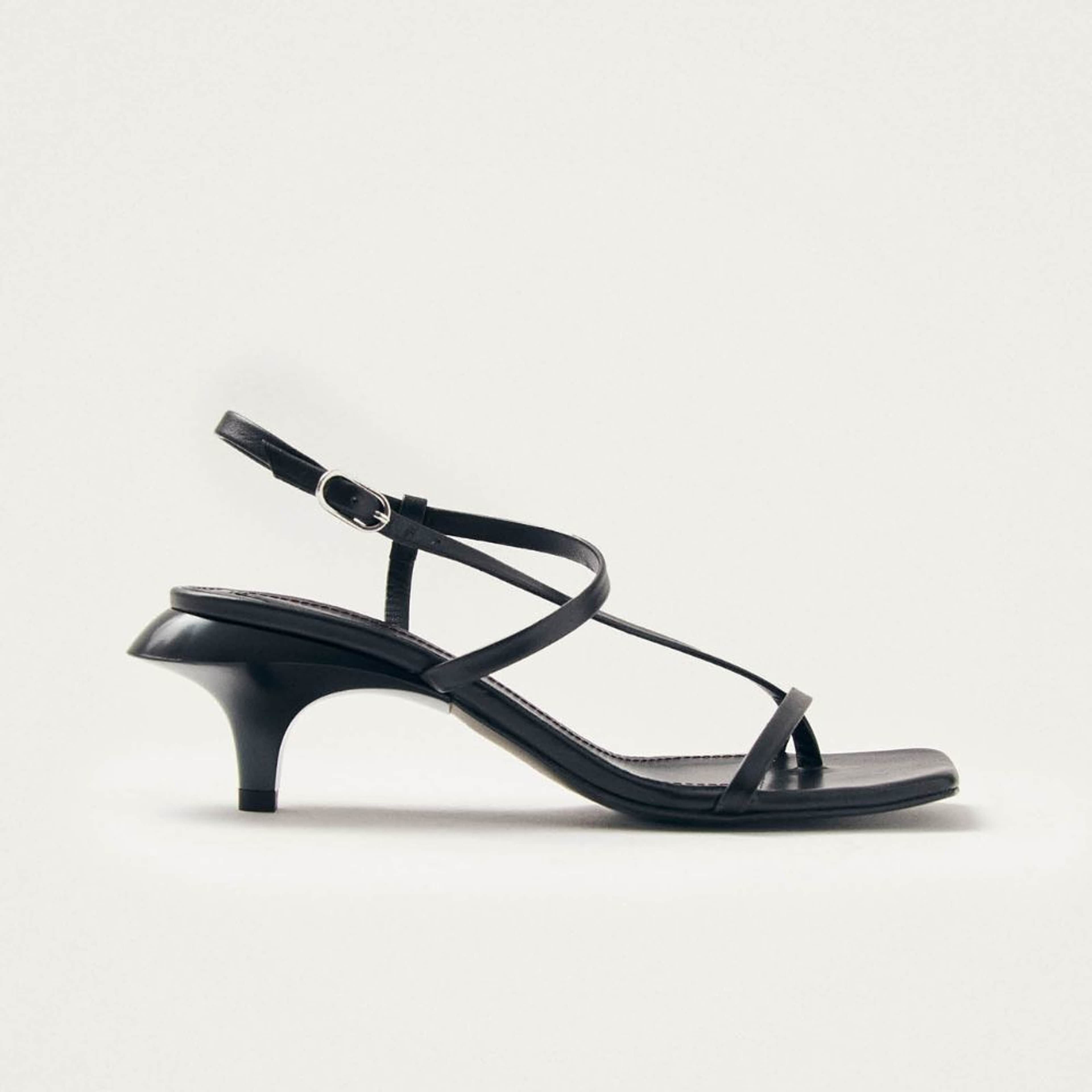 Magali Black Leather Sandals
