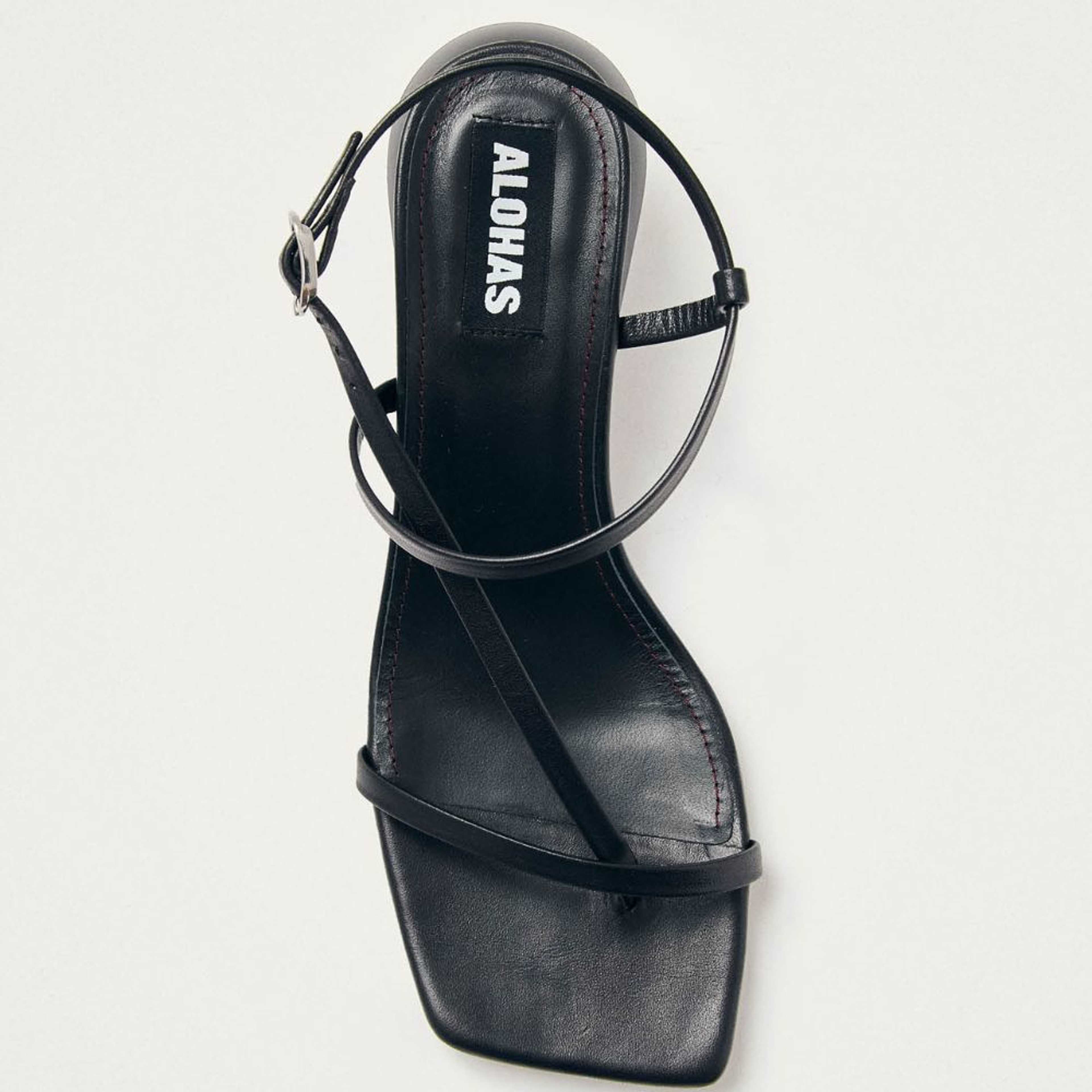 Magali Black Leather Sandals