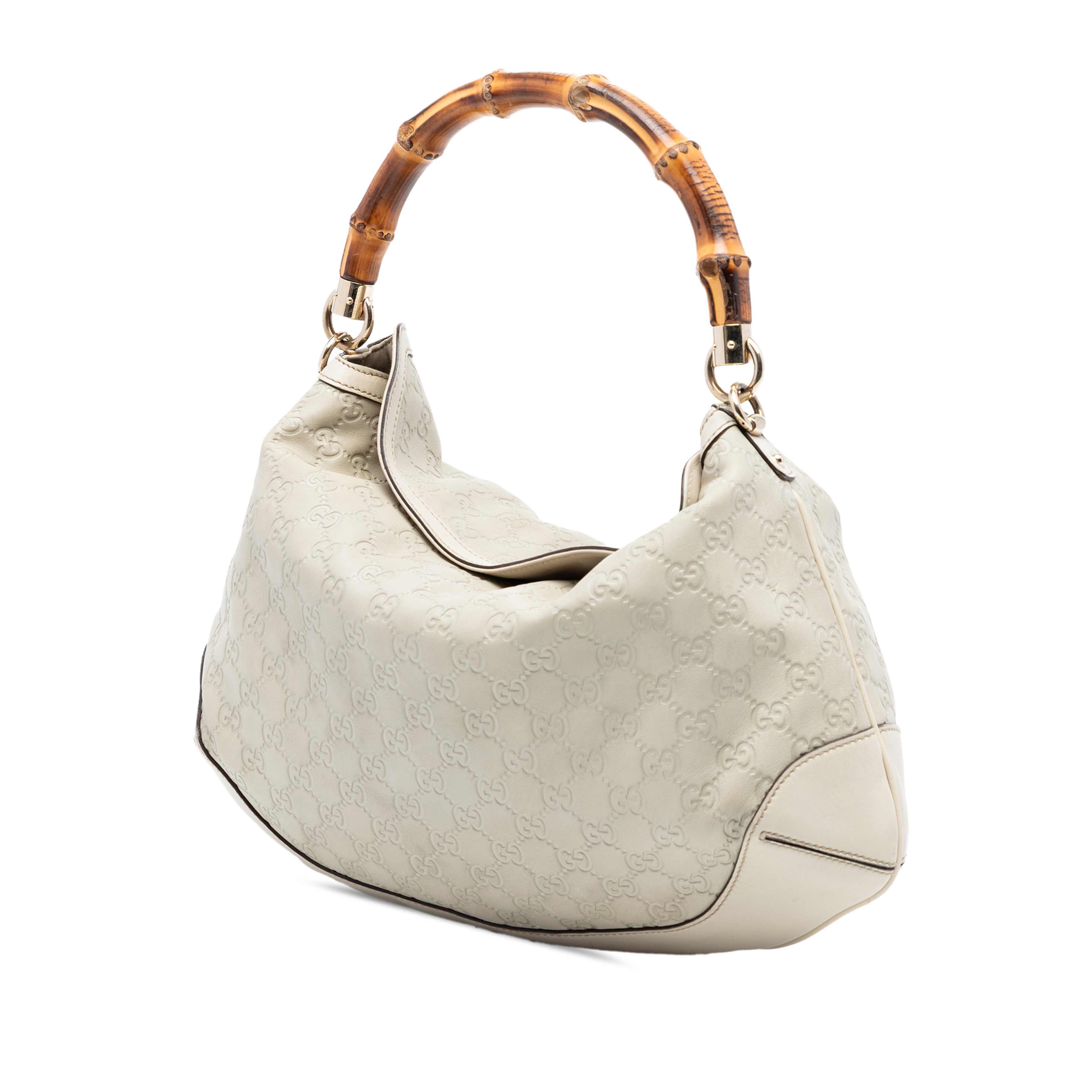 Gucci Bamboo Guccissima Peggy Satchel, från Luxclusif, i färgen white. Klicka för att öppna bilden i stort format