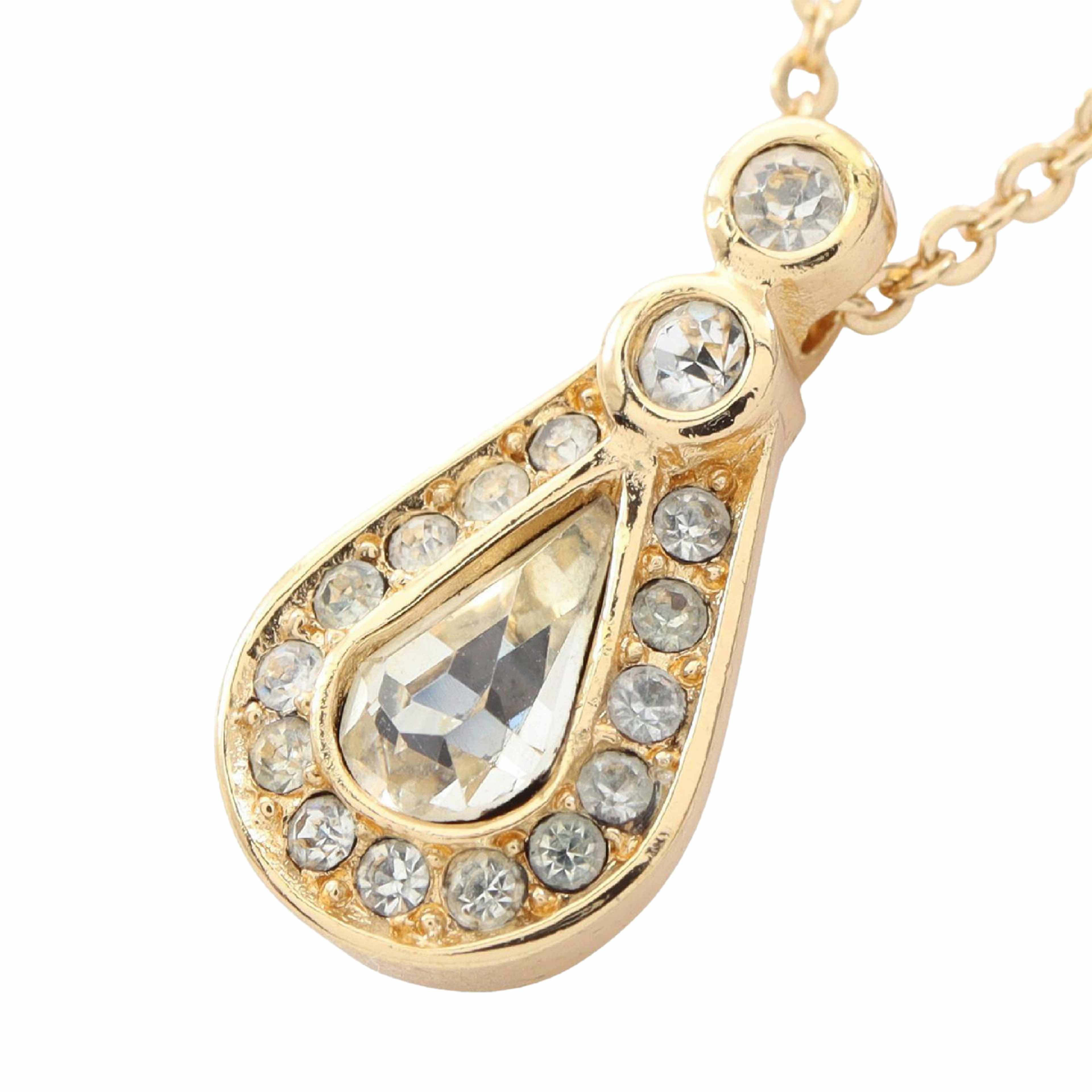 Dior Gold Plated Strass Teardrop Pendant Necklace, från Luxclusif, i färgen gold. Klicka för att öppna bilden i stort format