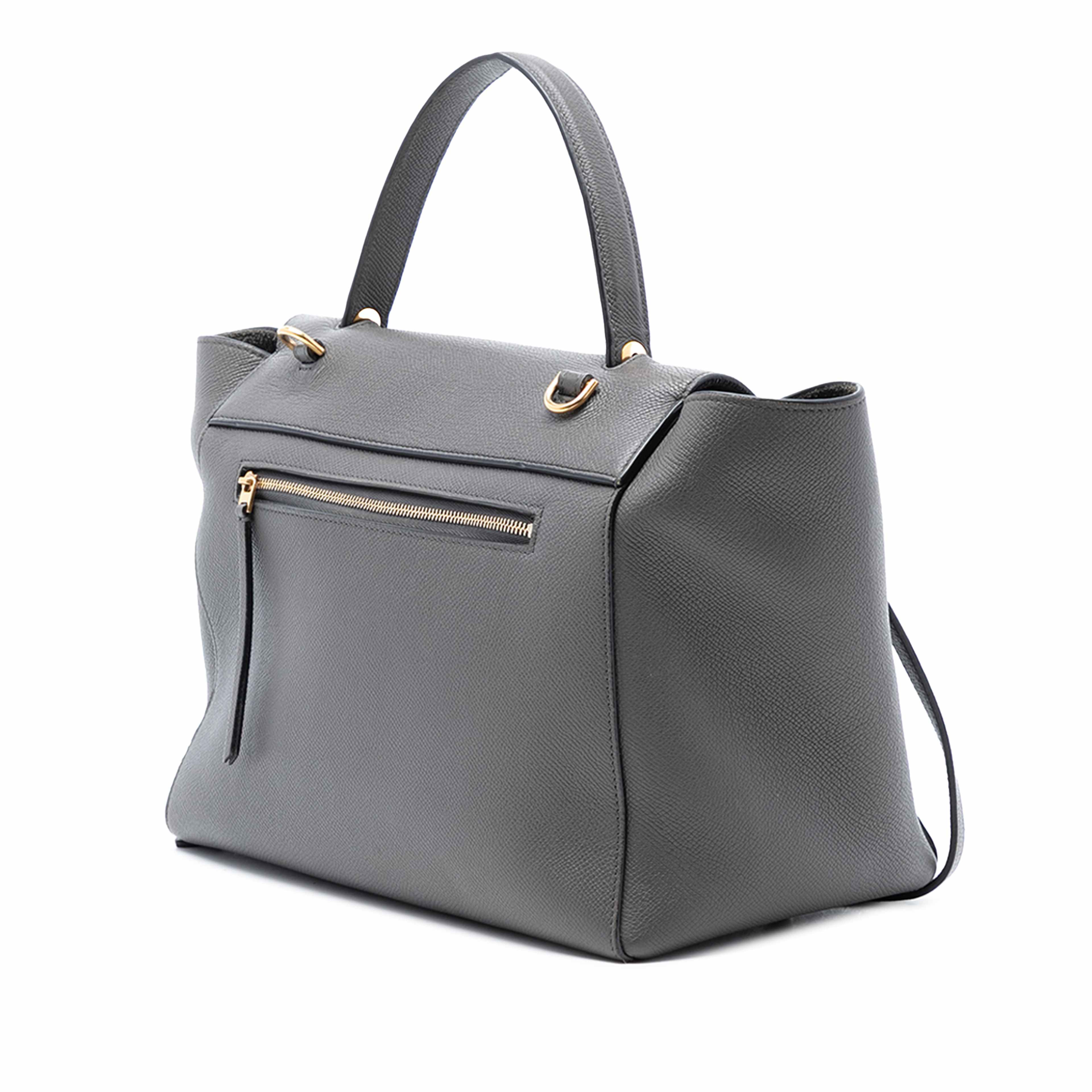 Celine Mini Grained Calfskin Belt Bag, från Luxclusif, i färgen dark gray. Klicka för att öppna bilden i stort format