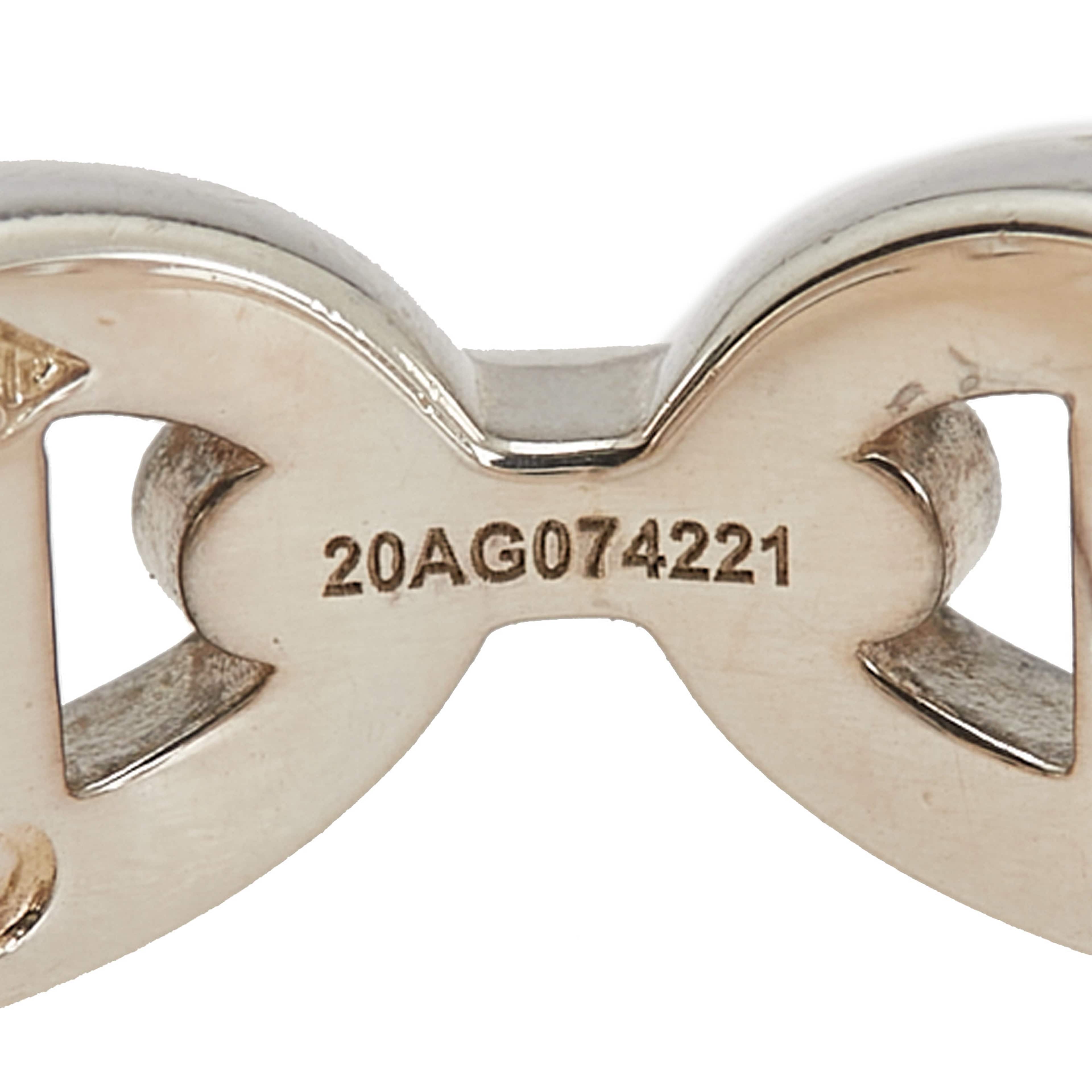 Hermès Sterling Silver Chaine D'ancre Enchainee Ring, från Luxclusif, i färgen silver. Klicka för att öppna bilden i stort format
