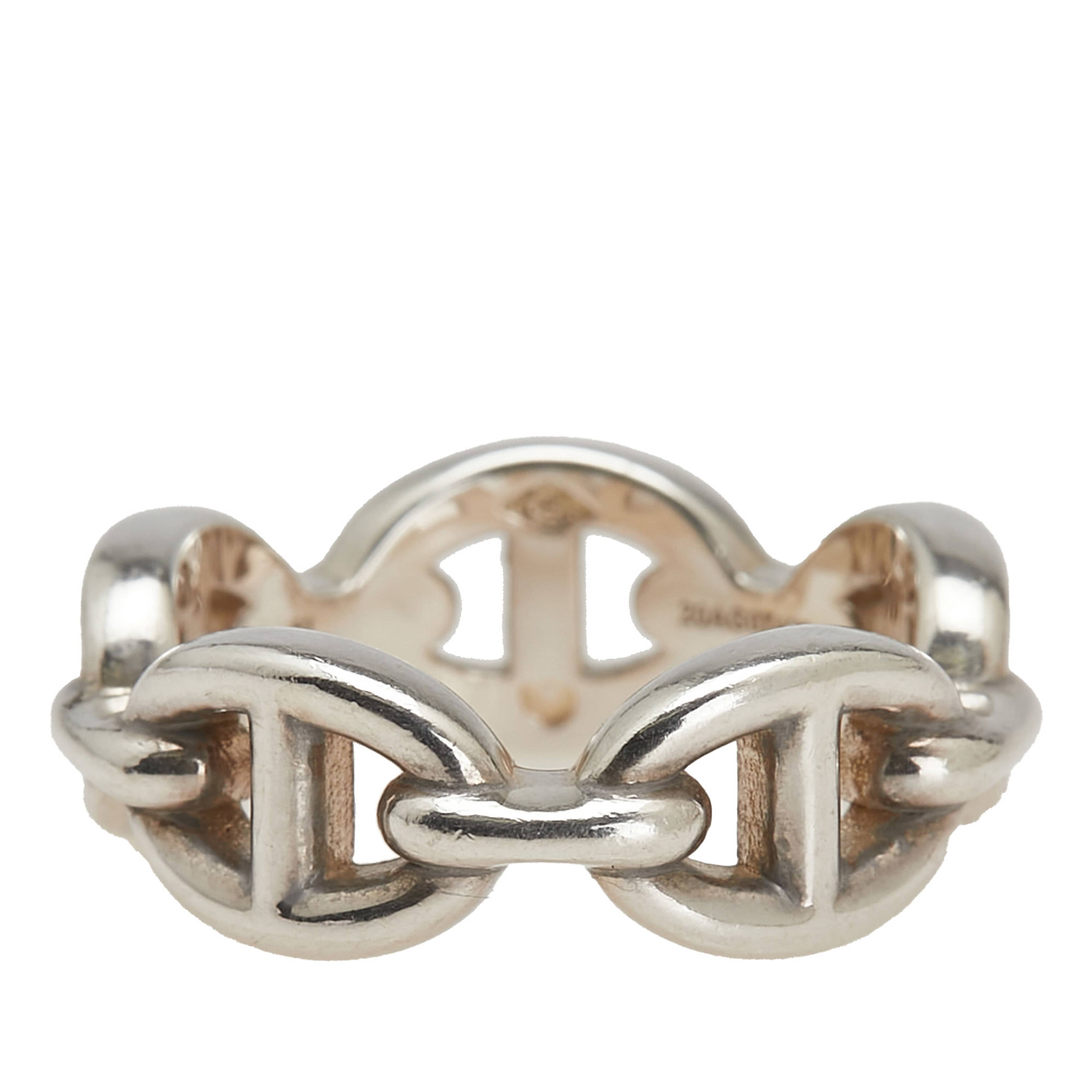 Hermès Sterling Silver Chaine D'ancre Enchainee Ring, från Luxclusif, i färgen silver. Klicka för att öppna bilden i stort format