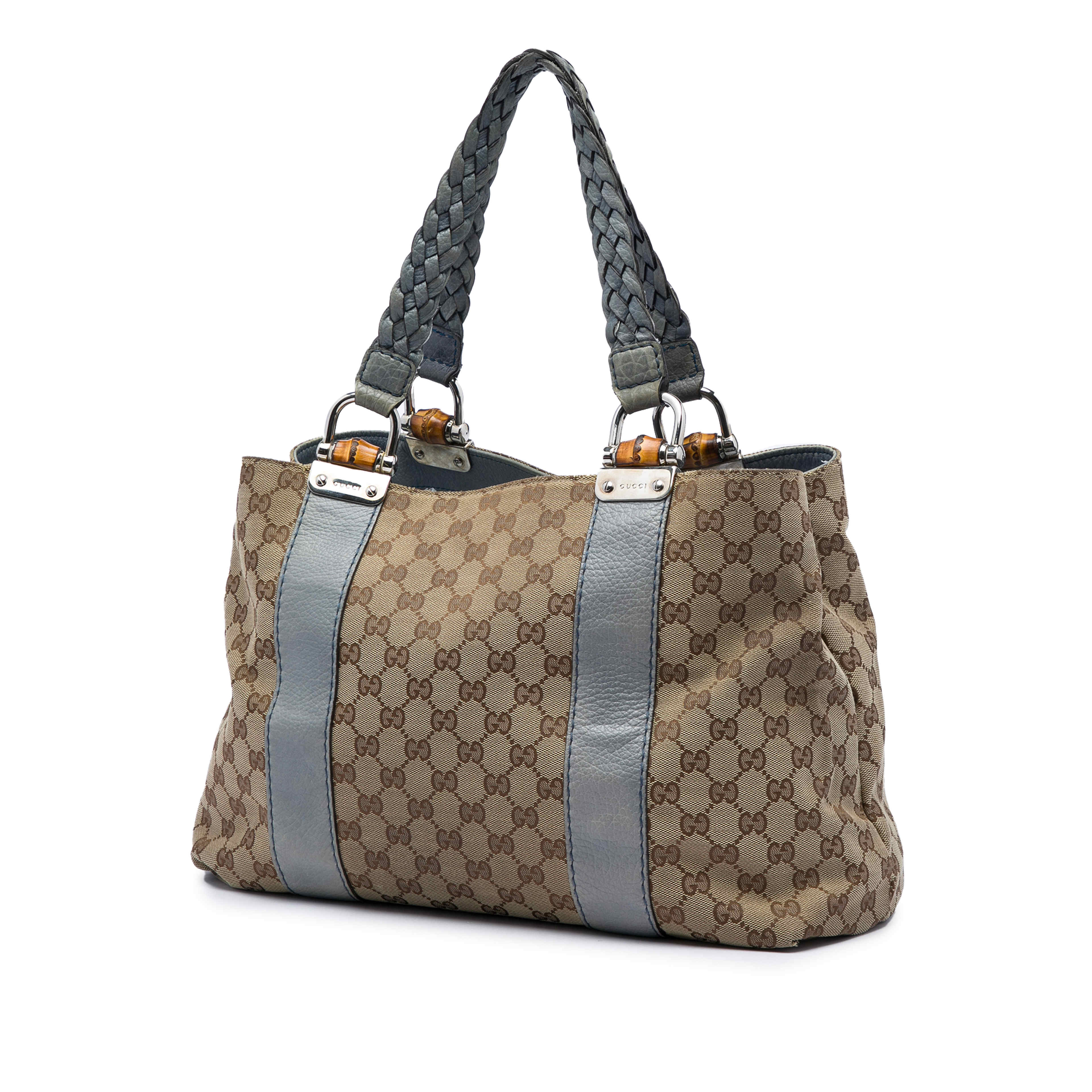 Gucci Medium Gg Canvas Bamboo Libeccio Tote, från Luxclusif, i färgen beige. Klicka för att öppna bilden i stort format