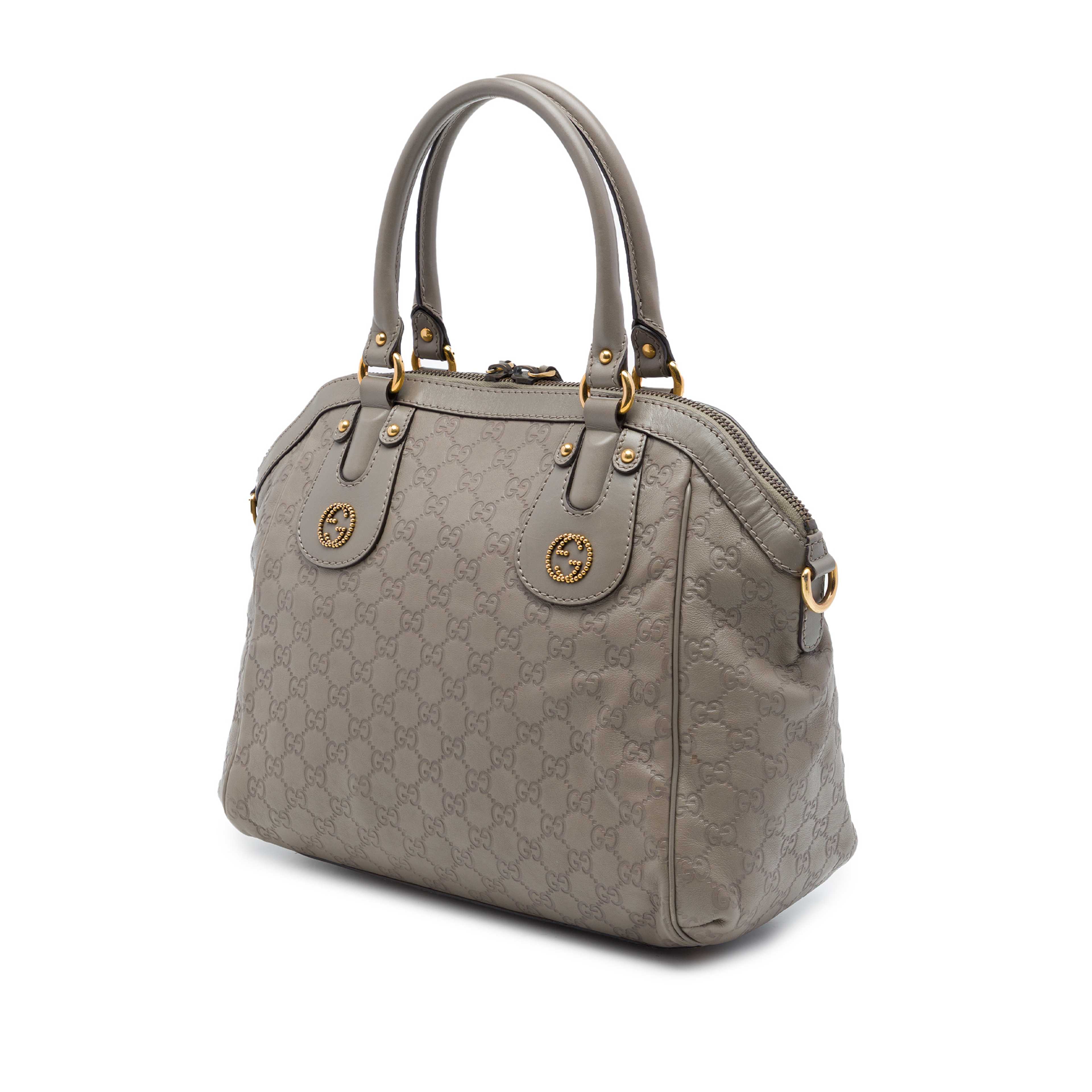 Gucci Medium Guccissima Scarlett Satchel, från Luxclusif, i färgen grå. Klicka för att öppna bilden i stort format