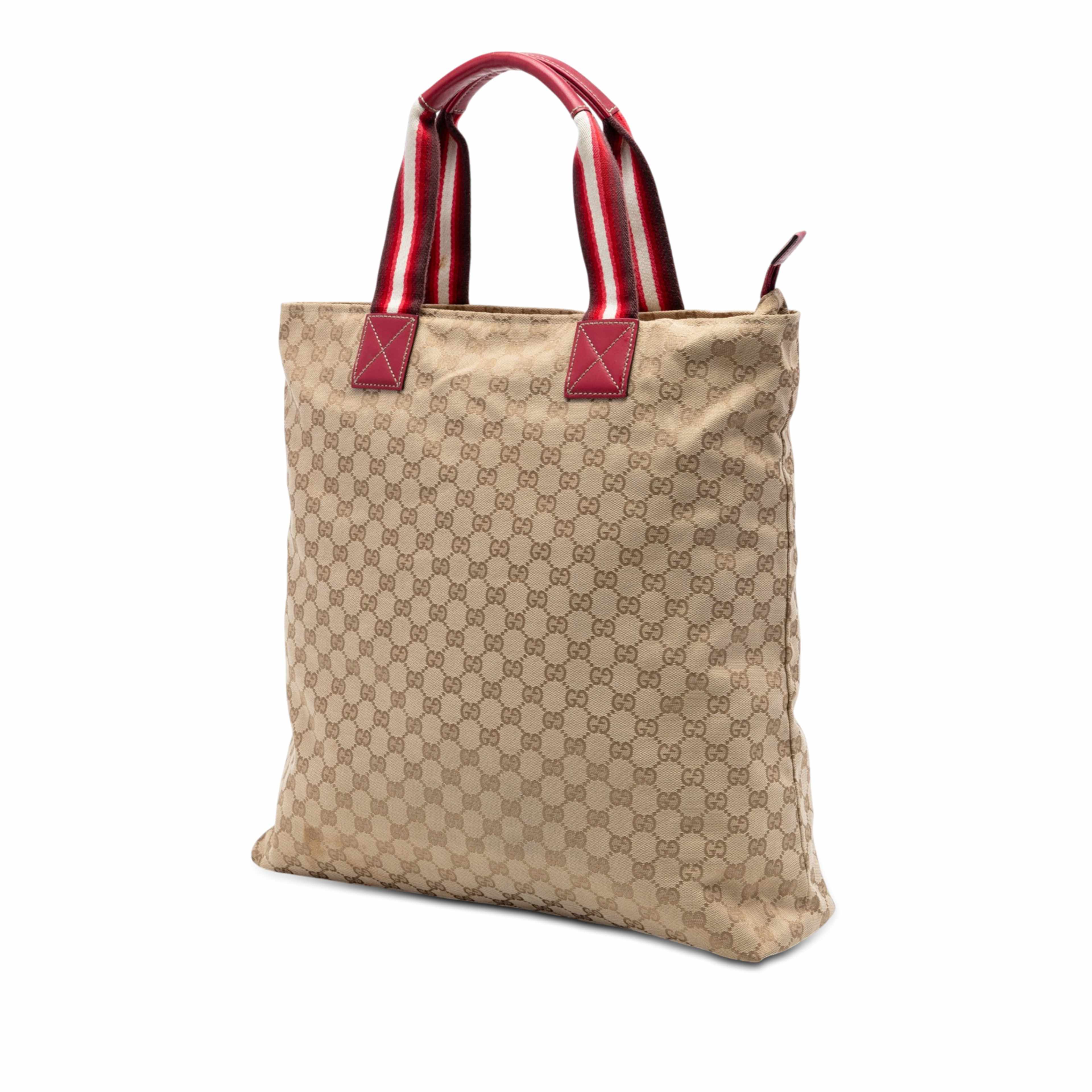 Gucci Gg Canvas Web Vertical Tote, från Luxclusif, i färgen beige. Klicka för att öppna bilden i stort format