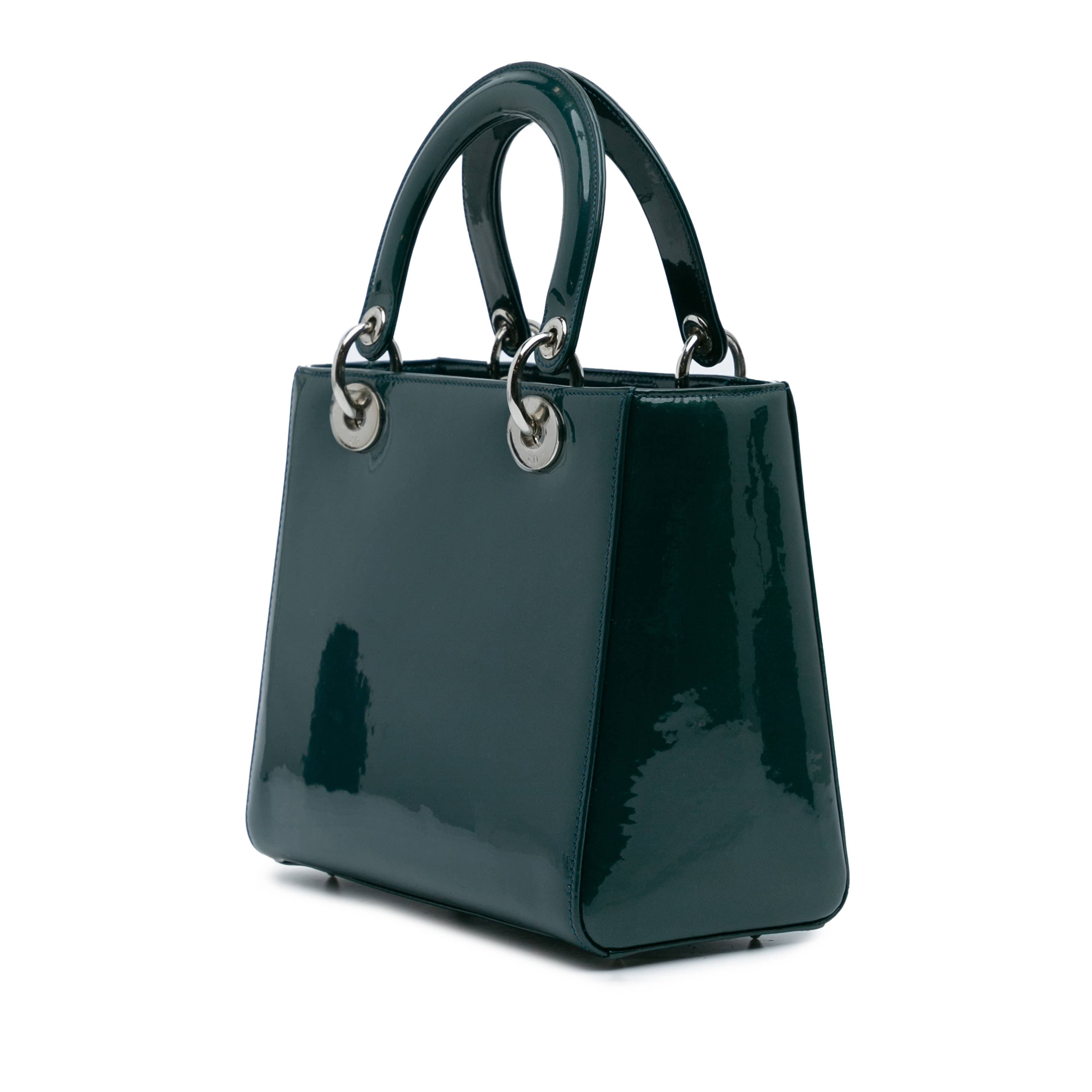 Dior Medium Patent Lady Dior, från Luxclusif, i färgen dark green. Klicka för att öppna bilden i stort format