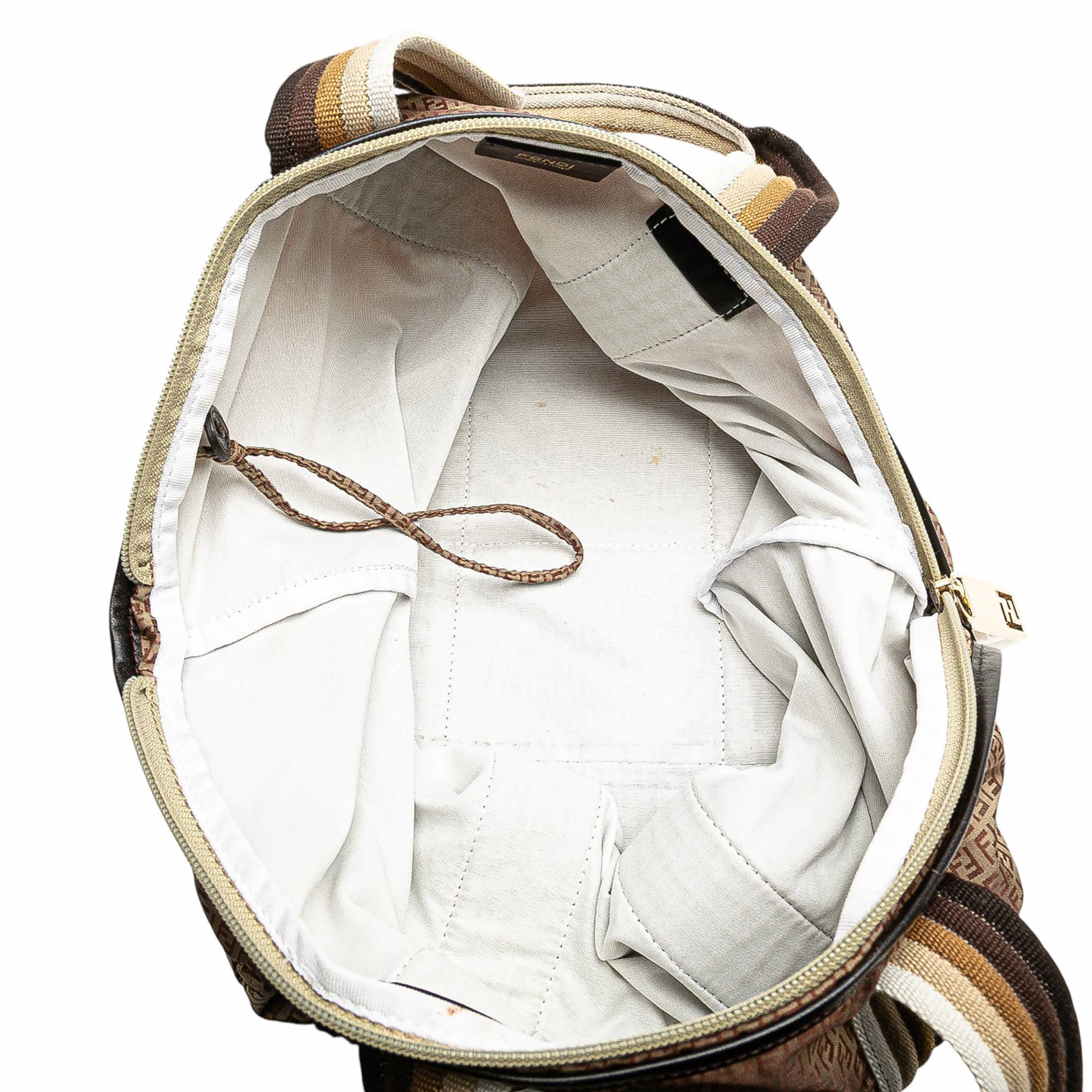 Fendi Micro Zucchino Nylon Tote, från Luxclusif, i färgen light brown. Klicka för att öppna bilden i stort format