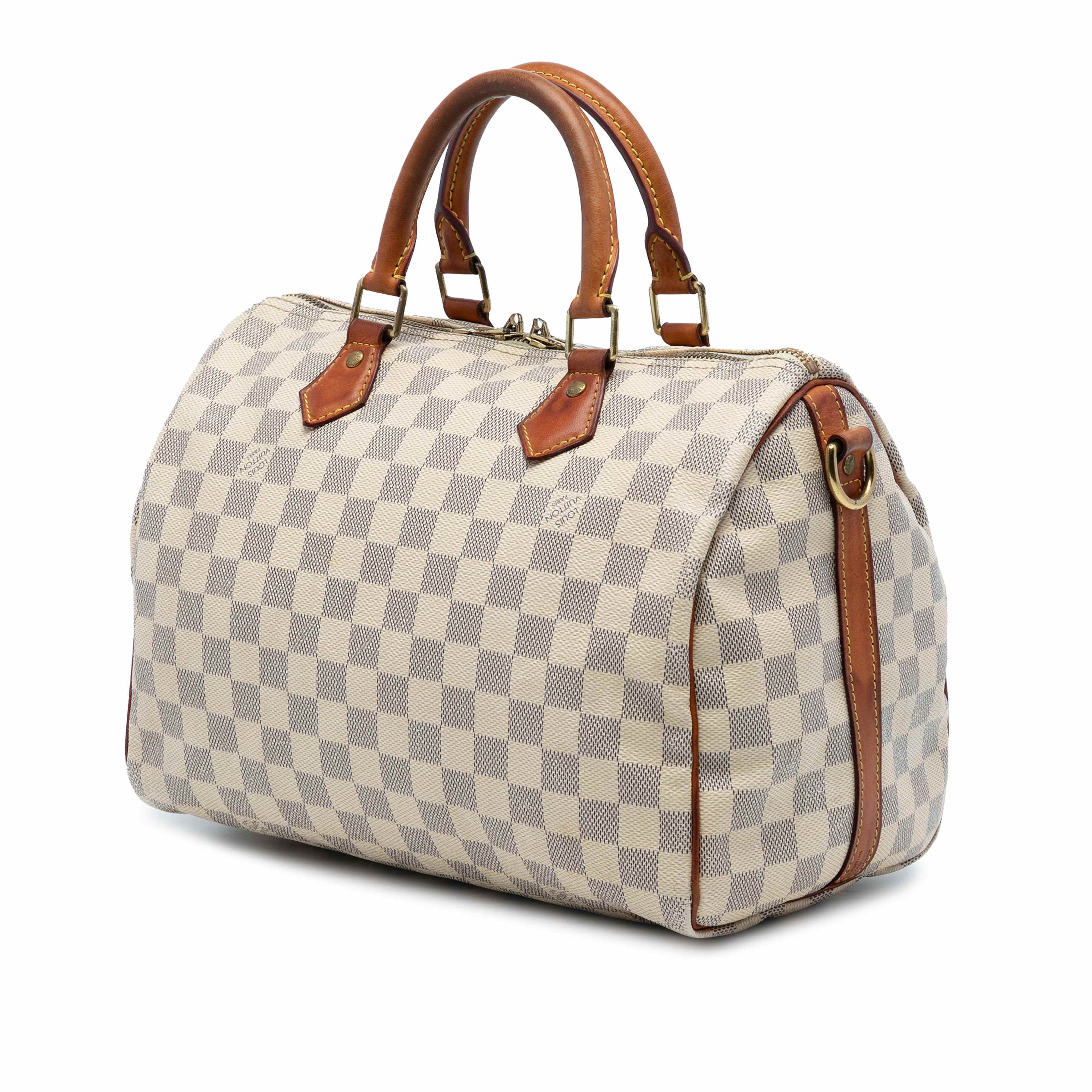 Louis Vuitton Damier Azur Speedy Bandouliere 30, från Luxclusif, i färgen white. Klicka för att öppna bilden i stort format