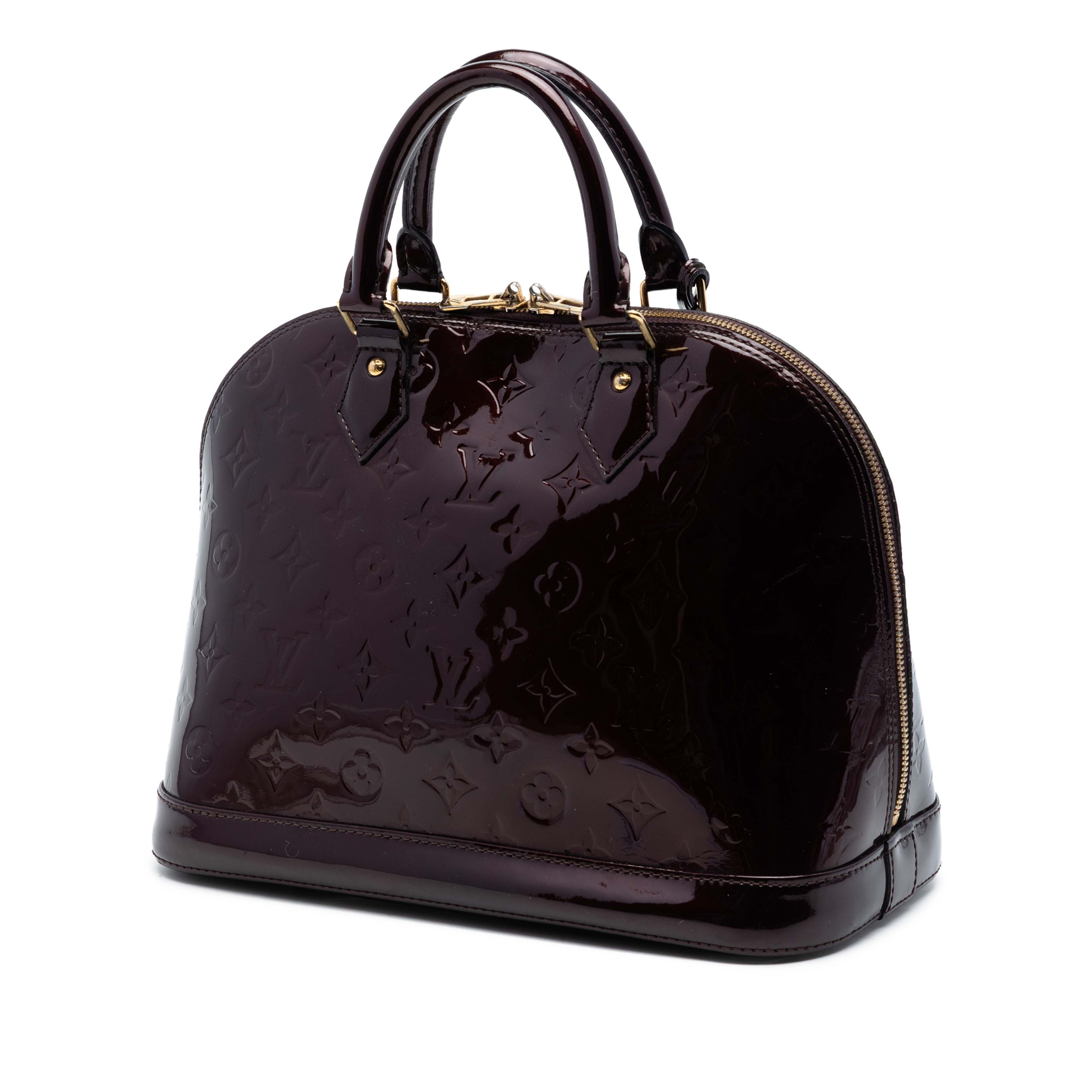 Louis Vuitton Monogram Vernis Alma Pm, från Luxclusif, i färgen plum. Klicka för att öppna bilden i stort format