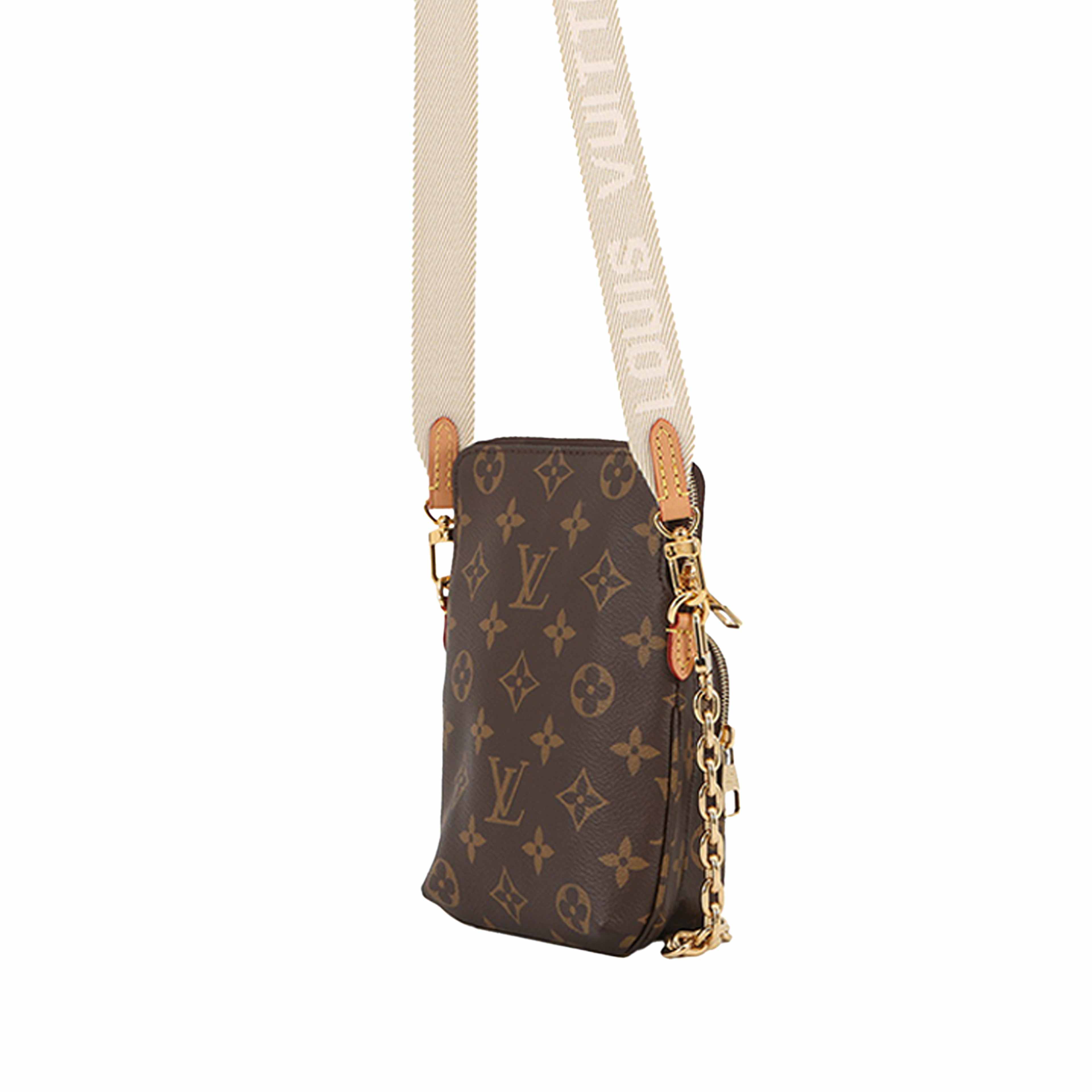 Louis Vuitton Monogram Utility Phone Sleeve, från Luxclusif, i färgen brown. Klicka för att öppna bilden i stort format