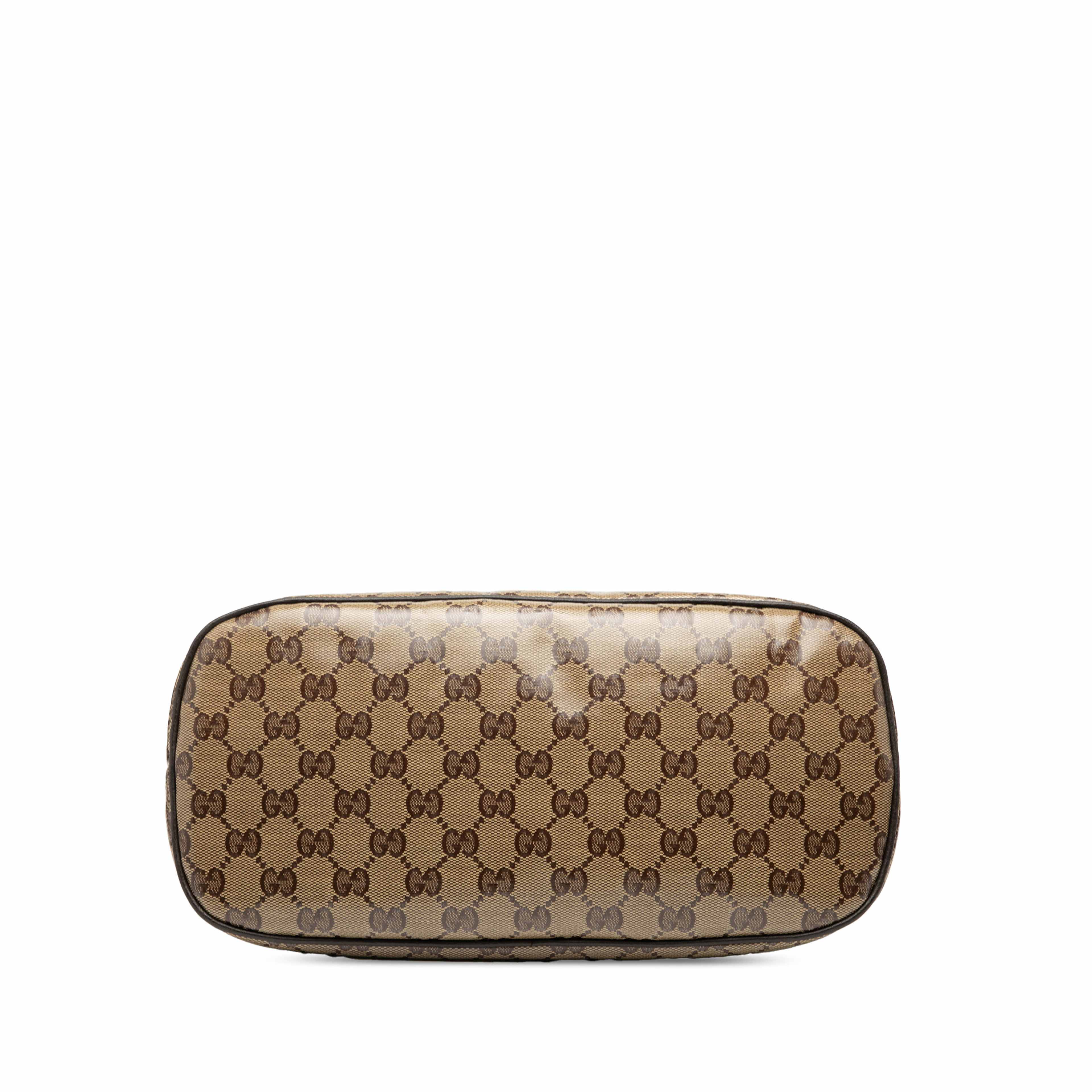 Gucci Medium Gg Crystal Dome Satchel, från Luxclusif, i färgen brown. Klicka för att öppna bilden i stort format
