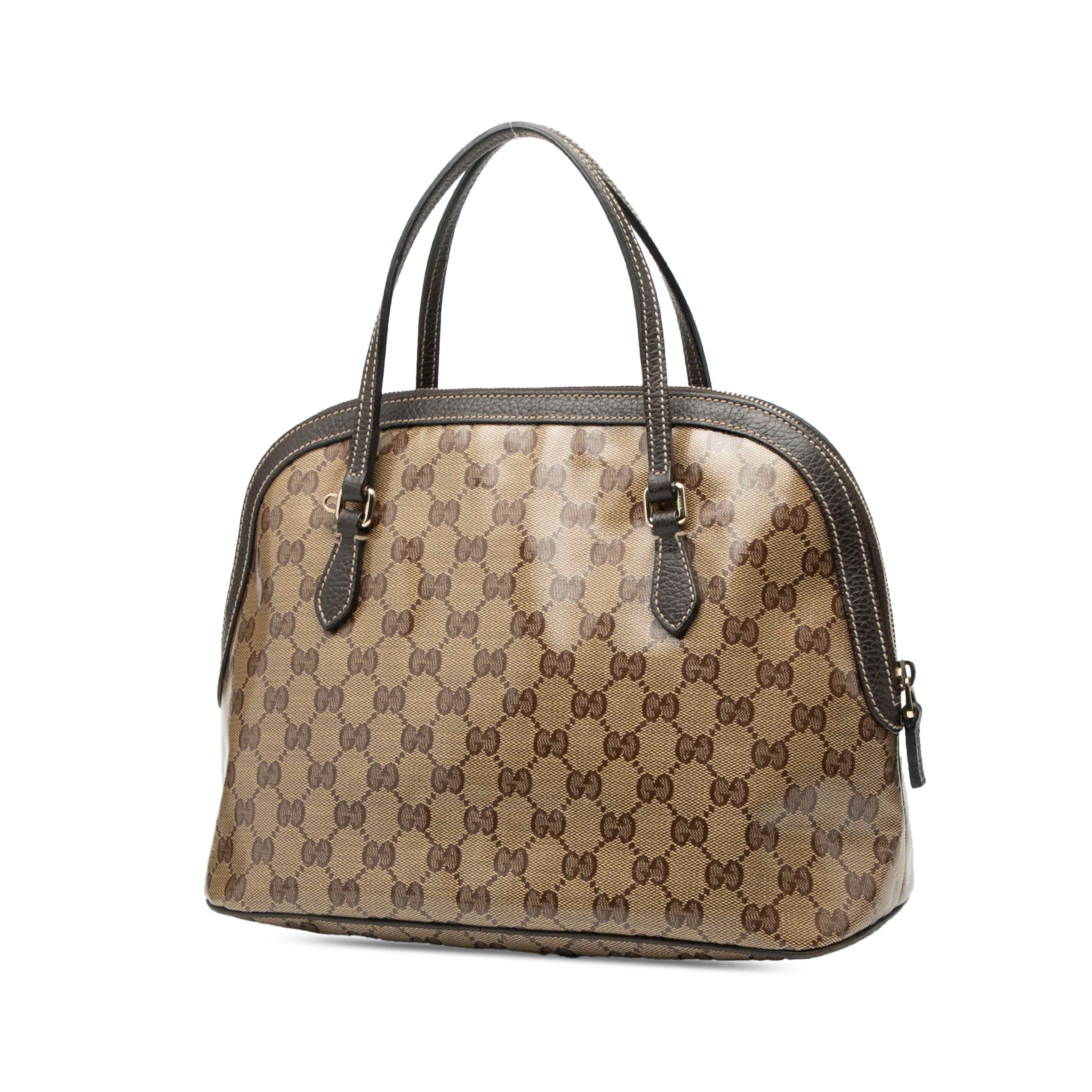 Gucci Medium Gg Crystal Dome Satchel, från Luxclusif, i färgen brown. Klicka för att öppna bilden i stort format