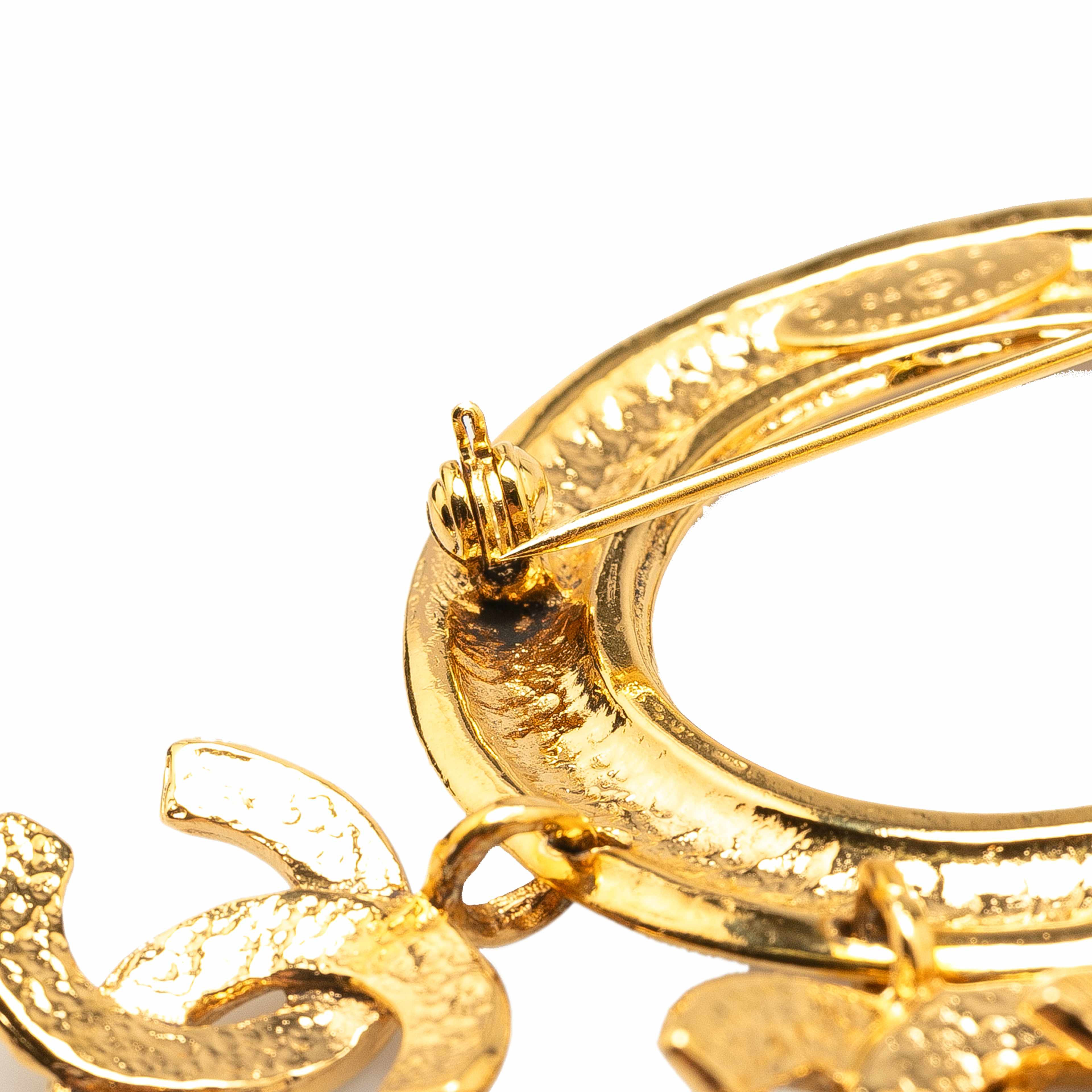Chanel Gold Plated Cc Charm Brooch