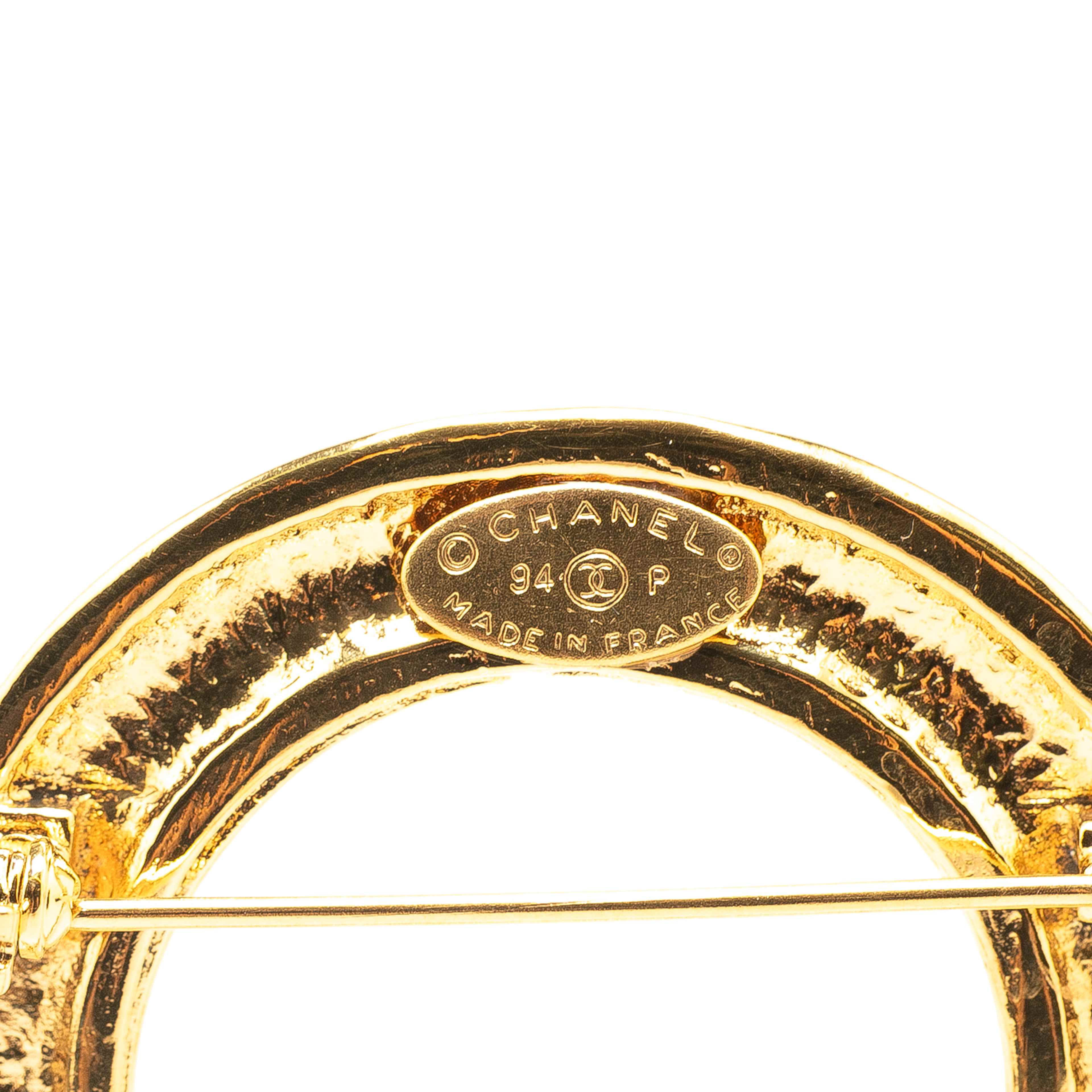 Chanel Gold Plated Cc Charm Brooch