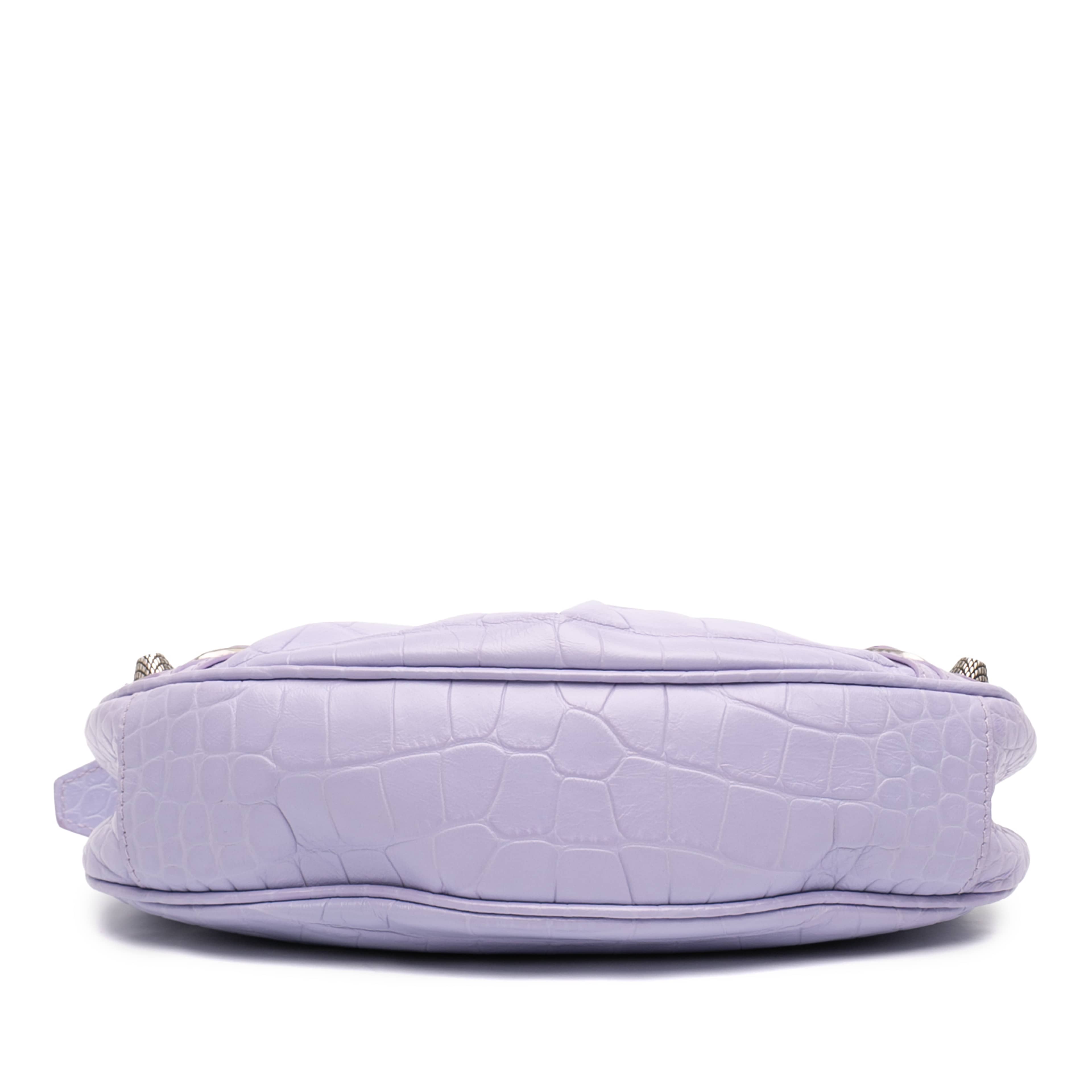 Balenciaga Croc Embossed Leather Motocross Le Cagole Xs, från Luxclusif, i färgen lavender. Klicka för att öppna bilden i stort format