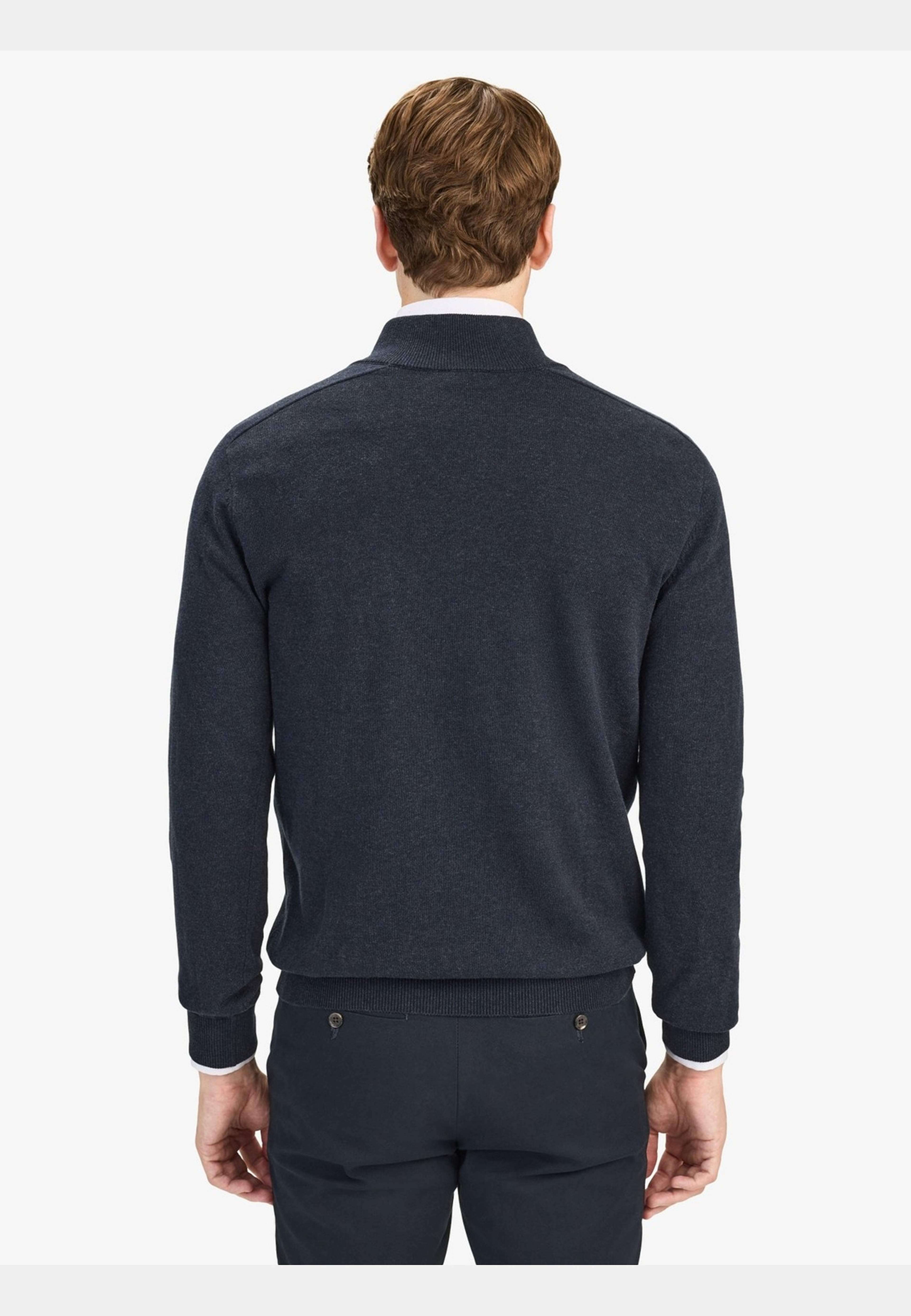 Cotton Plain Knitted Half Zipper Sweater (alex), från John Henric, i färgen blue. Klicka för att öppna bilden i stort format