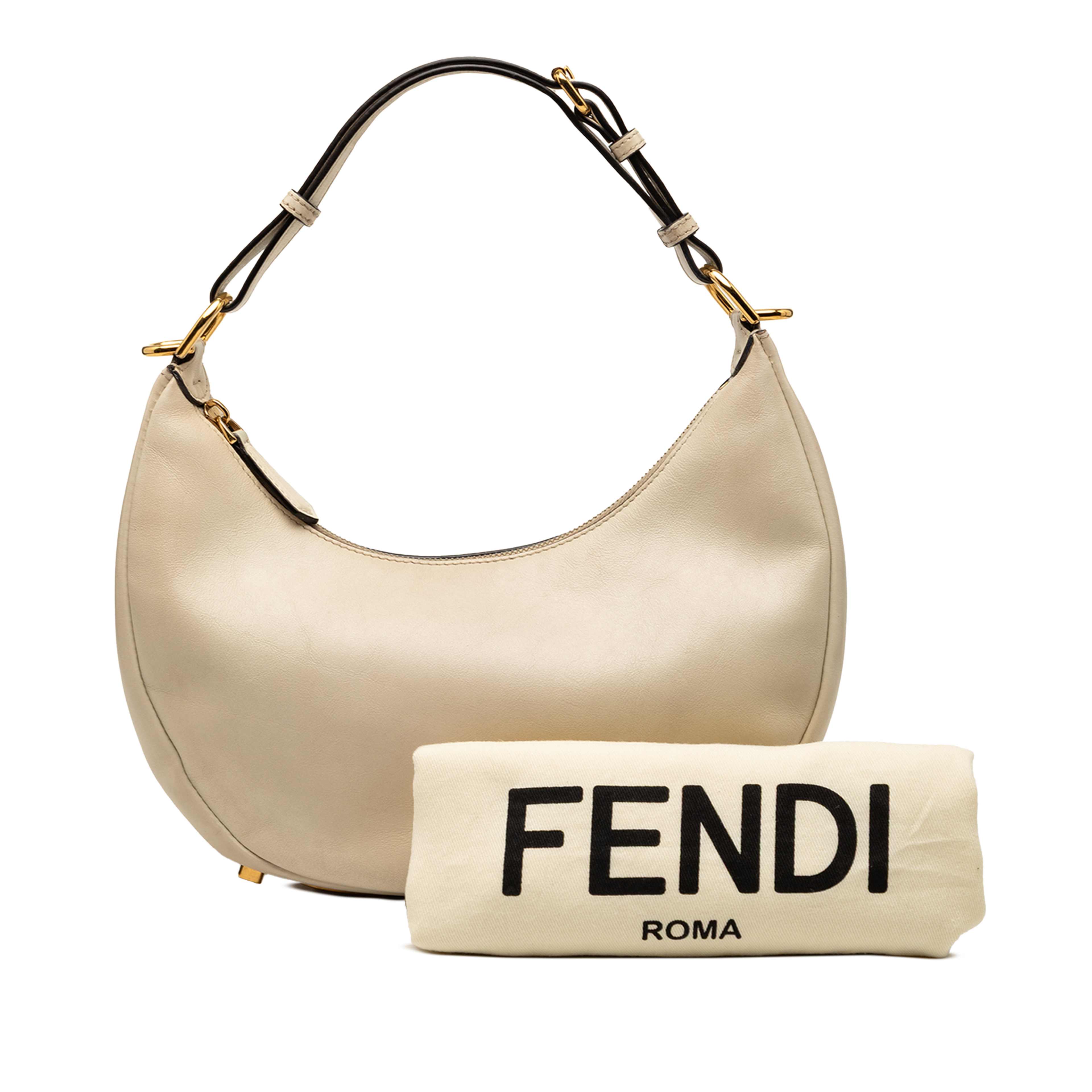 Fendi Small Leather Fendigraphy Hobo, från Luxclusif, i färgen brun. Klicka för att öppna bilden i stort format