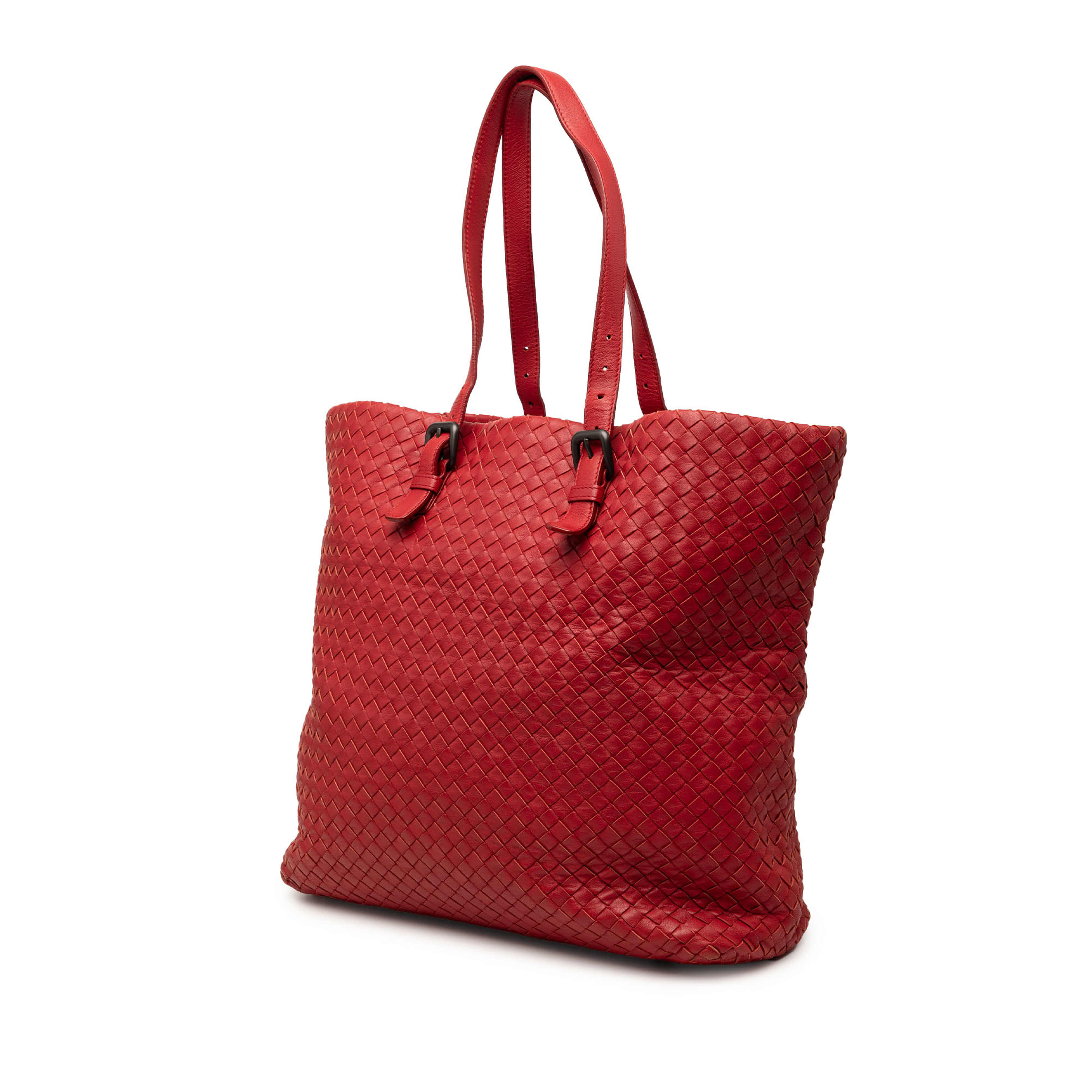 Bottega Veneta Nappa Intrecciato Tote, från Luxclusif, i färgen röd. Klicka för att öppna bilden i stort format