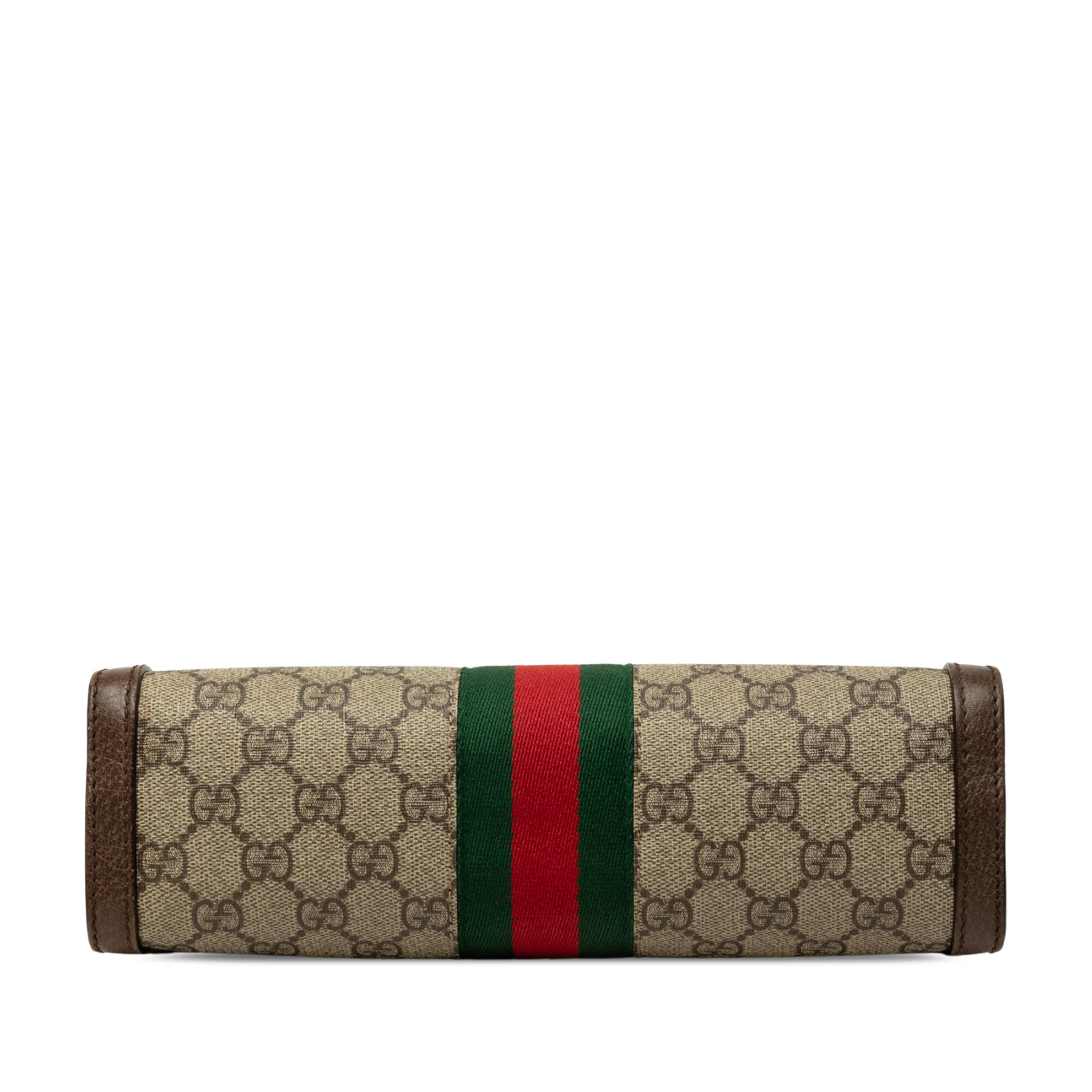 Gucci Small Gg Supreme Web Ophidia Chain Crossbody, från Luxclusif, i färgen beige. Klicka för att öppna bilden i stort format