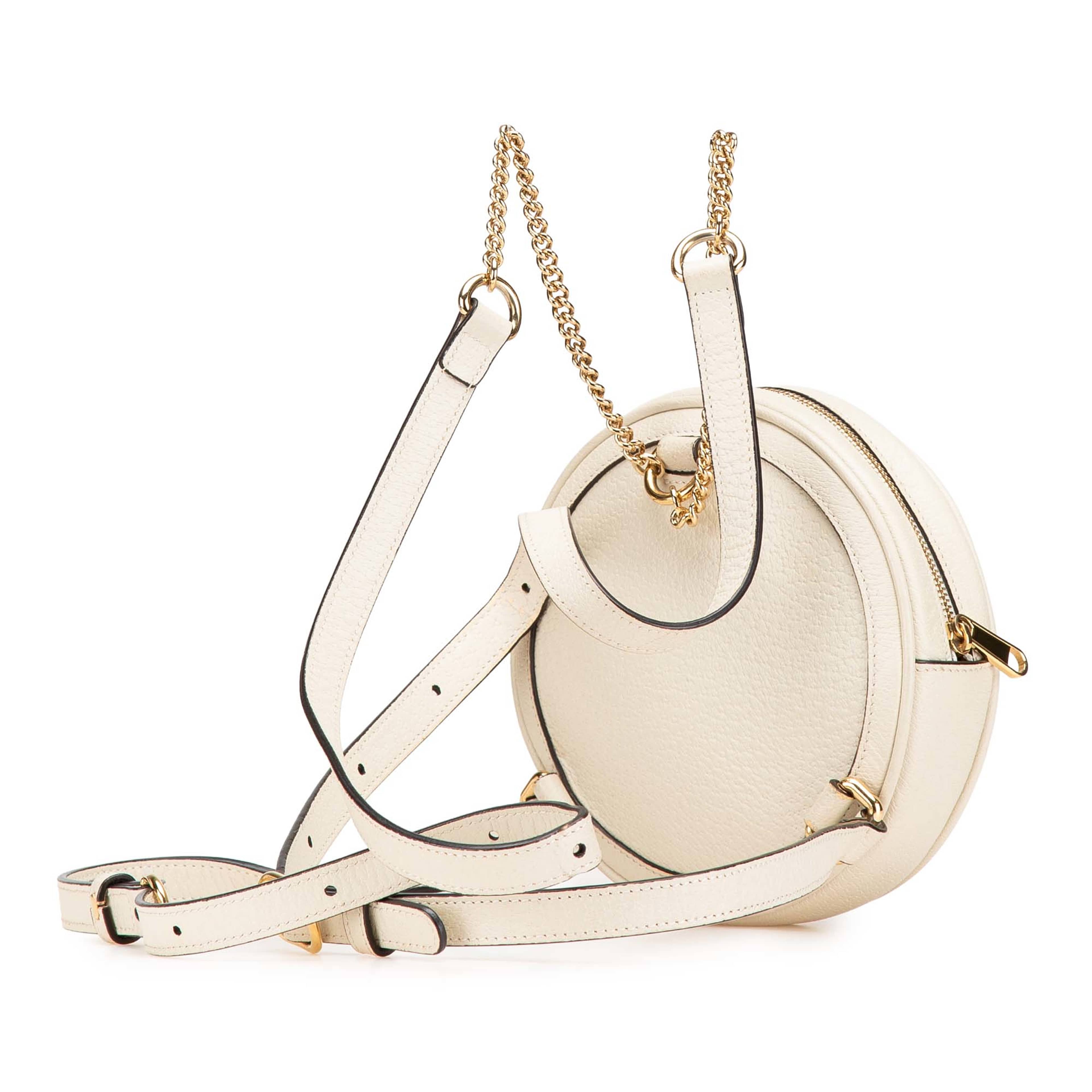 Gucci Mini Leather Round Ophidia Backpack