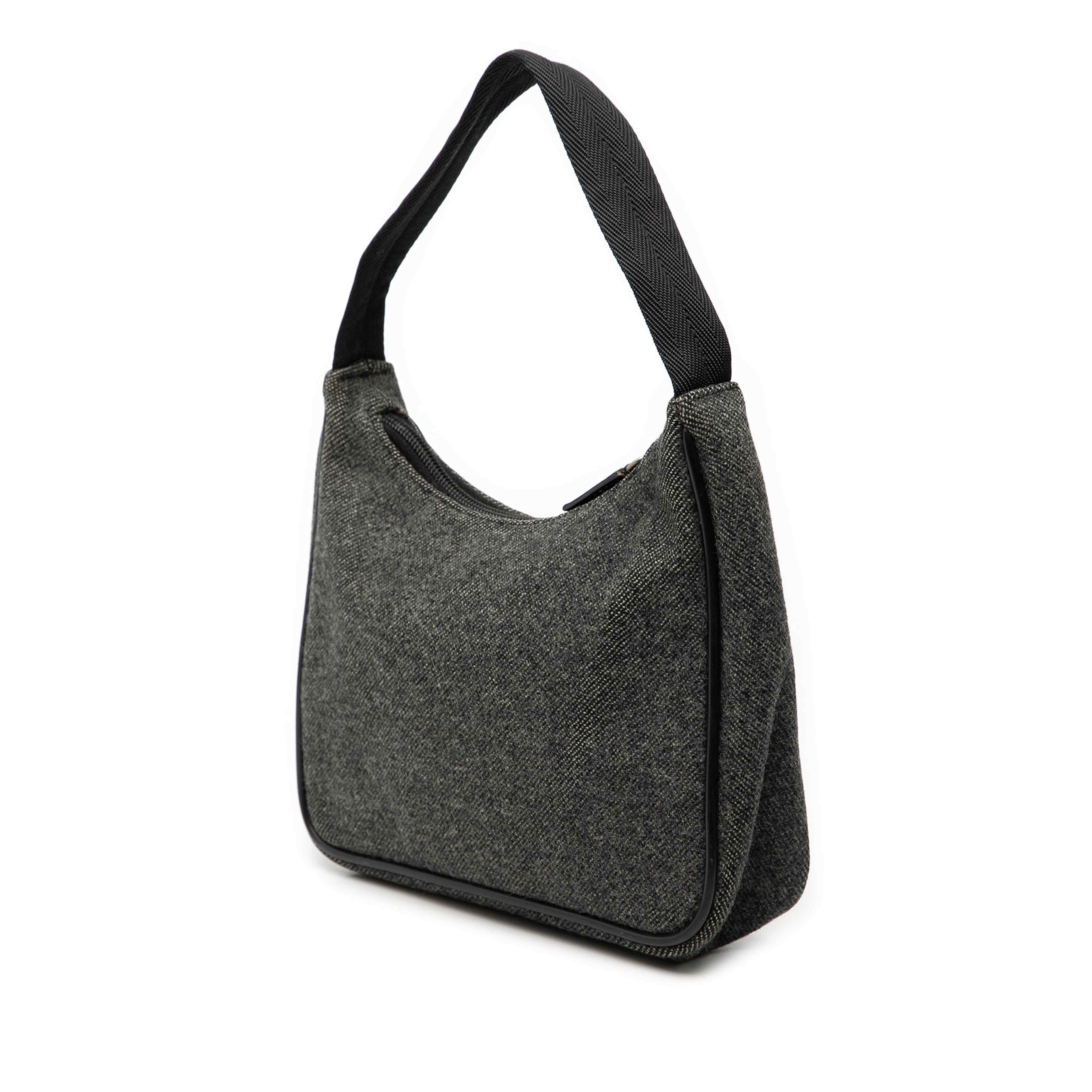 Prada Sports Line Wool Shoulder Bag, från Luxclusif, i färgen dark gray. Klicka för att öppna bilden i stort format