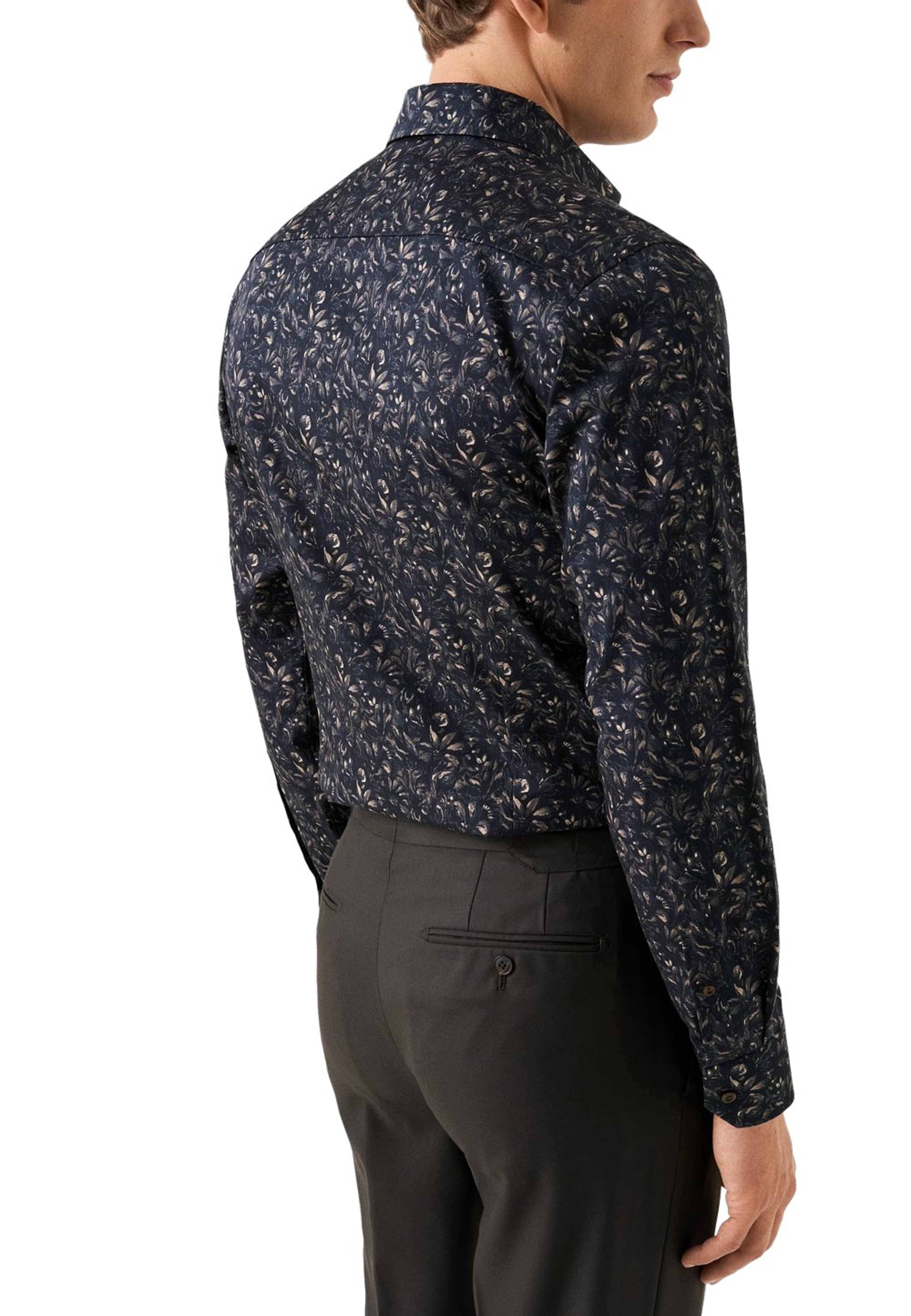 Blommig Signature Twill-skjorta Slim Fit, från Eton, i färgen dark brown. Klicka för att öppna bilden i stort format