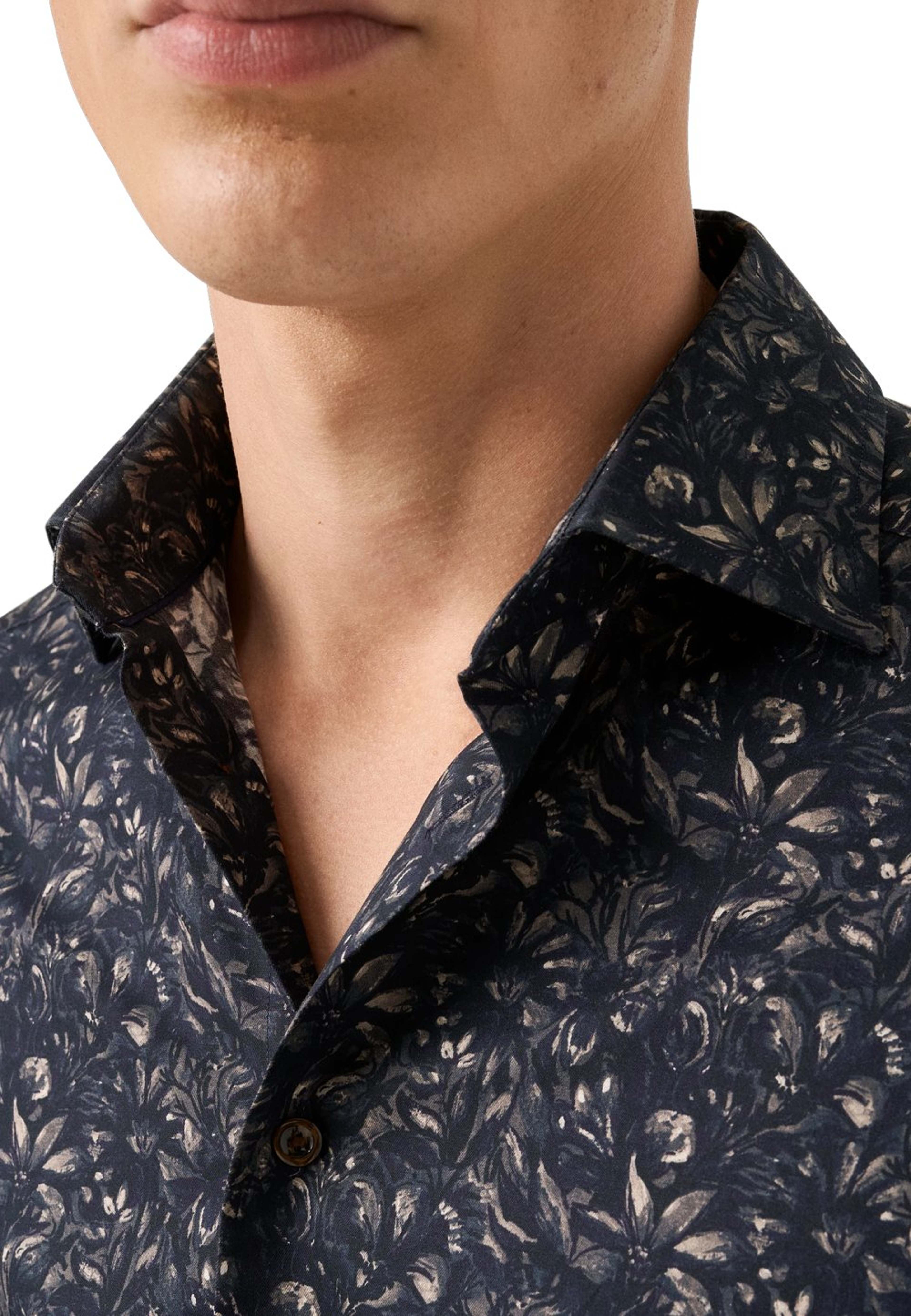 Blommig Signature Twill-skjorta Slim Fit, från Eton, i färgen dark brown. Klicka för att öppna bilden i stort format