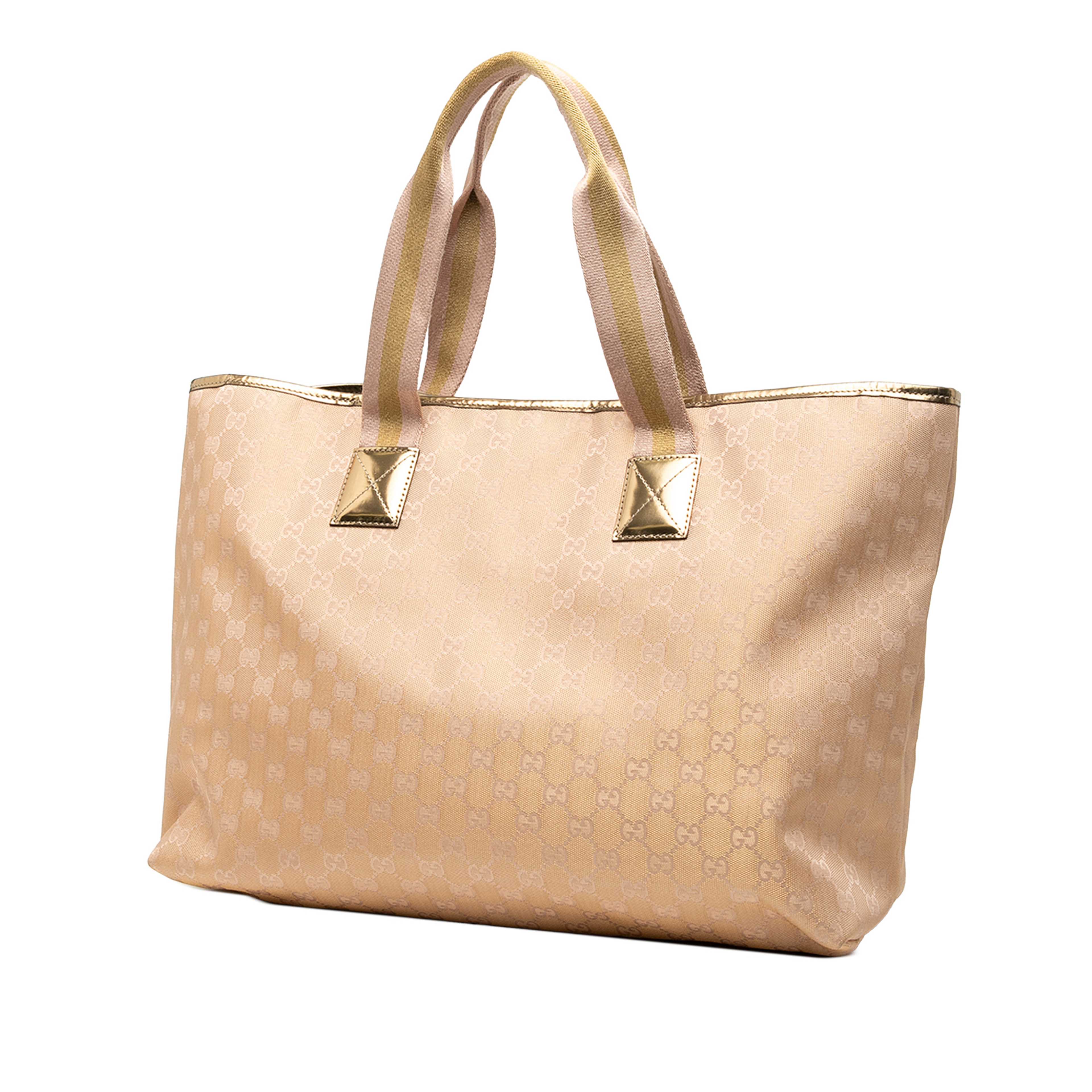 Gucci Gg Canvas Web Tote, från Luxclusif, i färgen guld. Klicka för att öppna bilden i stort format