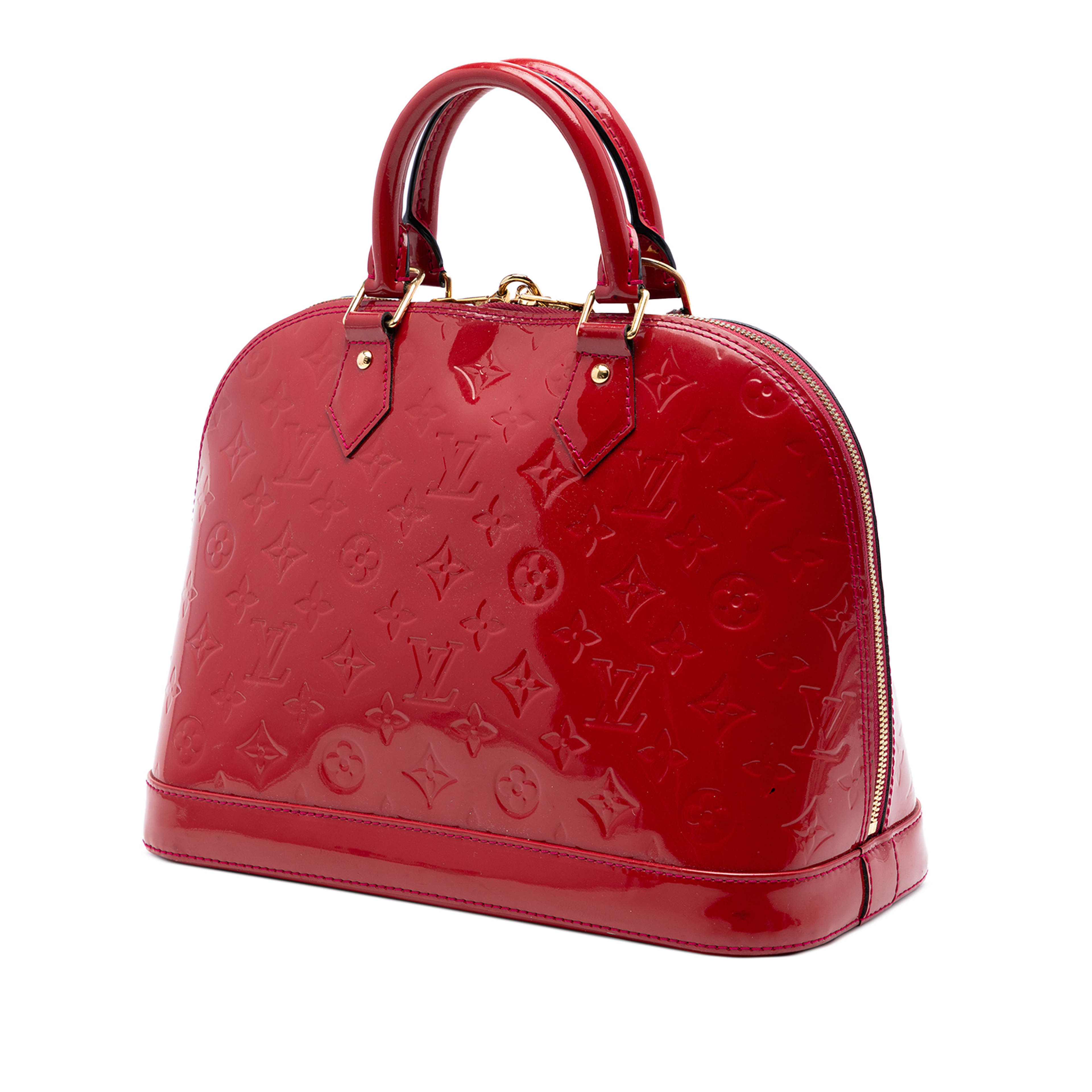 Louis Vuitton Monogram Vernis Alma Pm, från Luxclusif, i färgen röd. Klicka för att öppna bilden i stort format