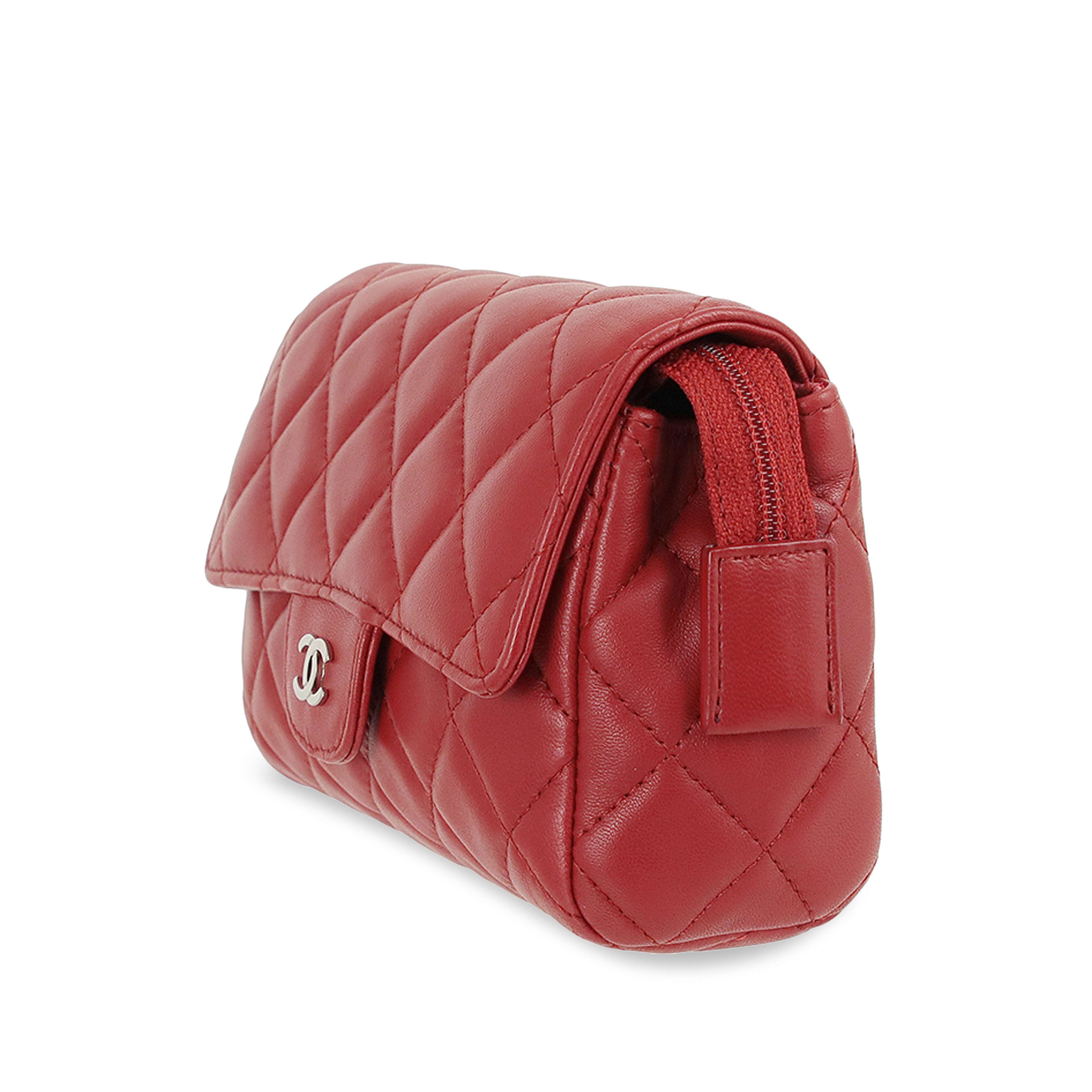 Chanel Cc Quilted Lambskin Pouch