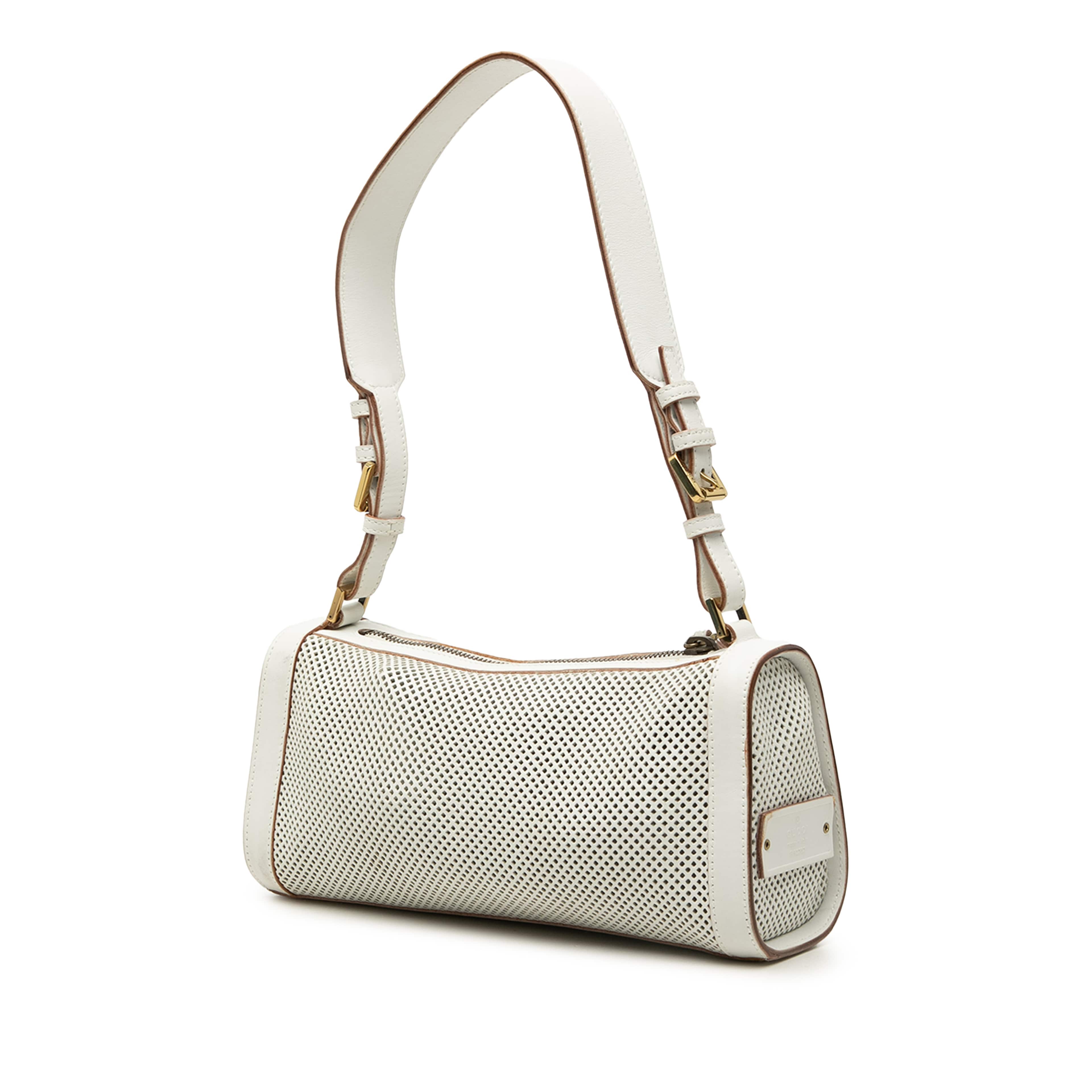 Gucci Perforated Leather Shoulder Bag, från Luxclusif, i färgen vit. Klicka för att öppna bilden i stort format