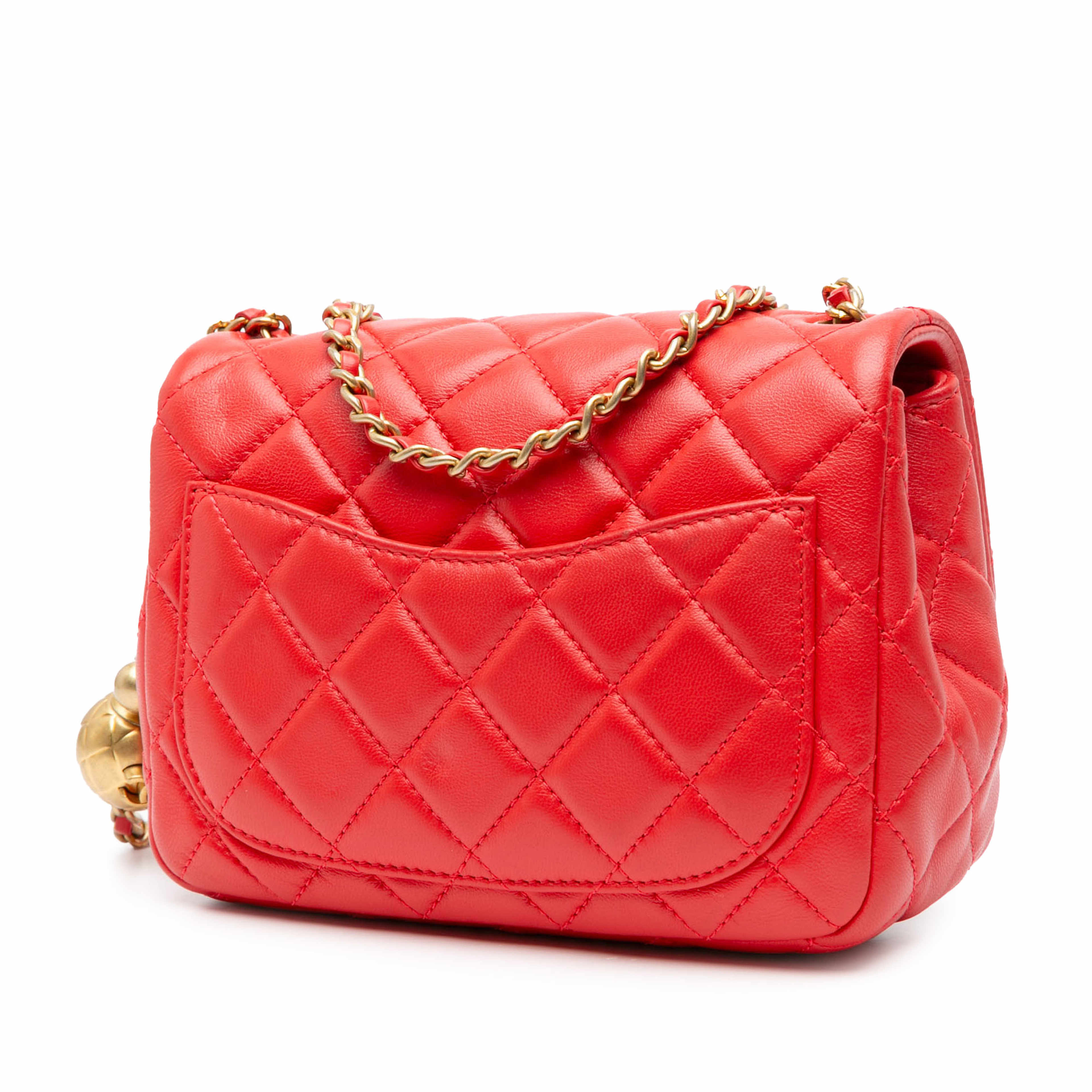 Chanel Mini Square Classic Lambskin Pearl Crush Single Flap