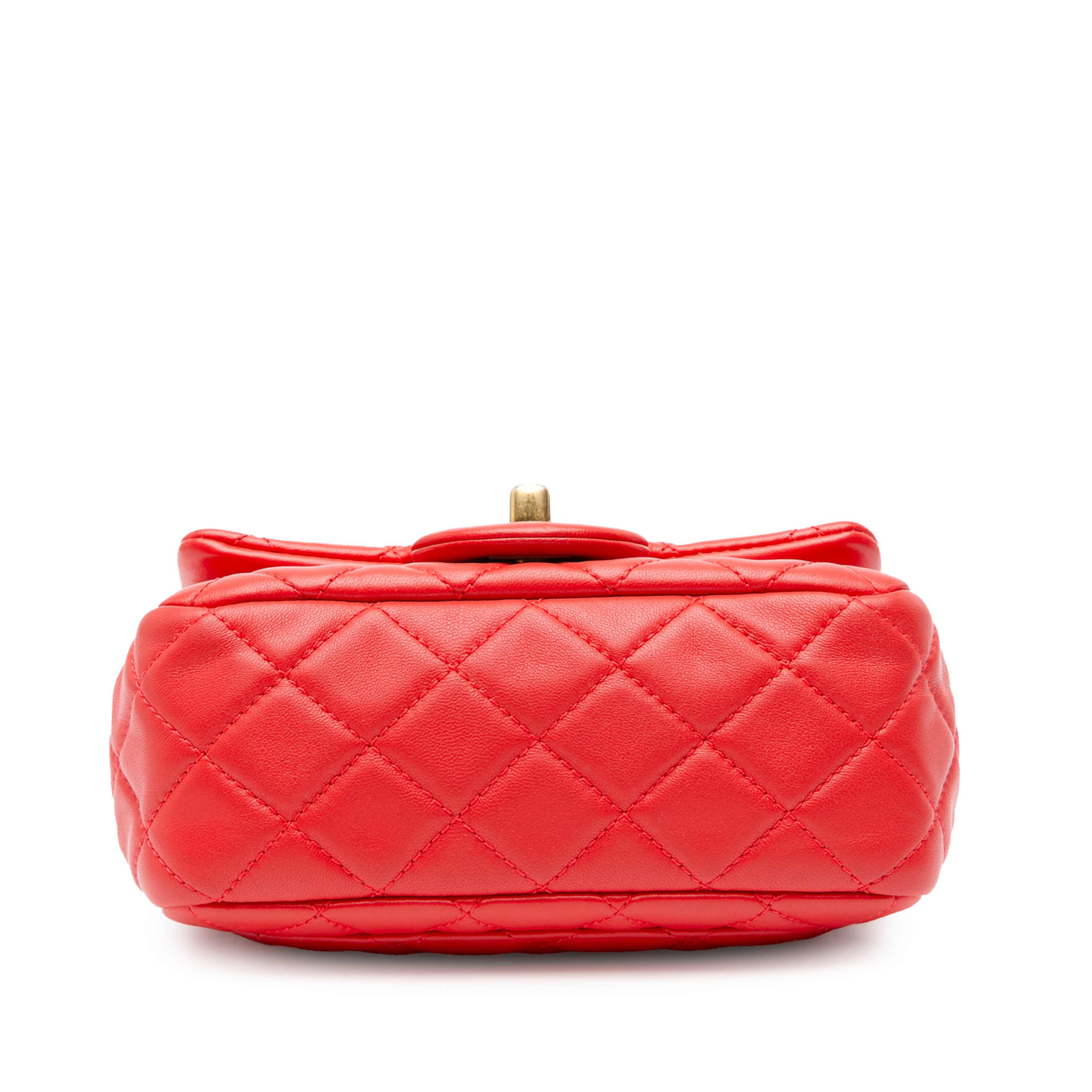 Chanel Mini Square Classic Lambskin Pearl Crush Single Flap