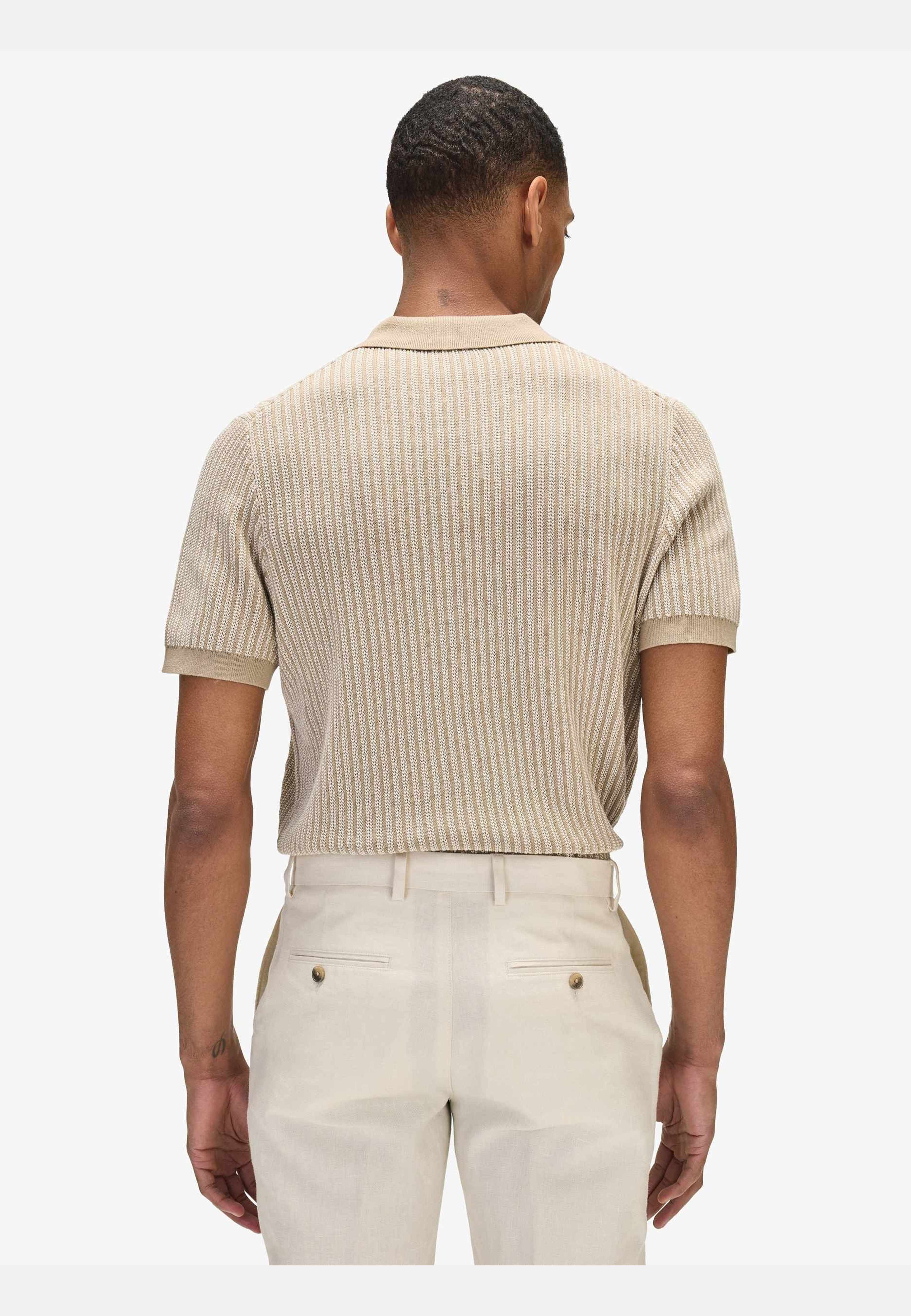 Polo S/s Vertical Stripe Sweater (lucas), från John Henric, i färgen beige. Klicka för att öppna bilden i stort format