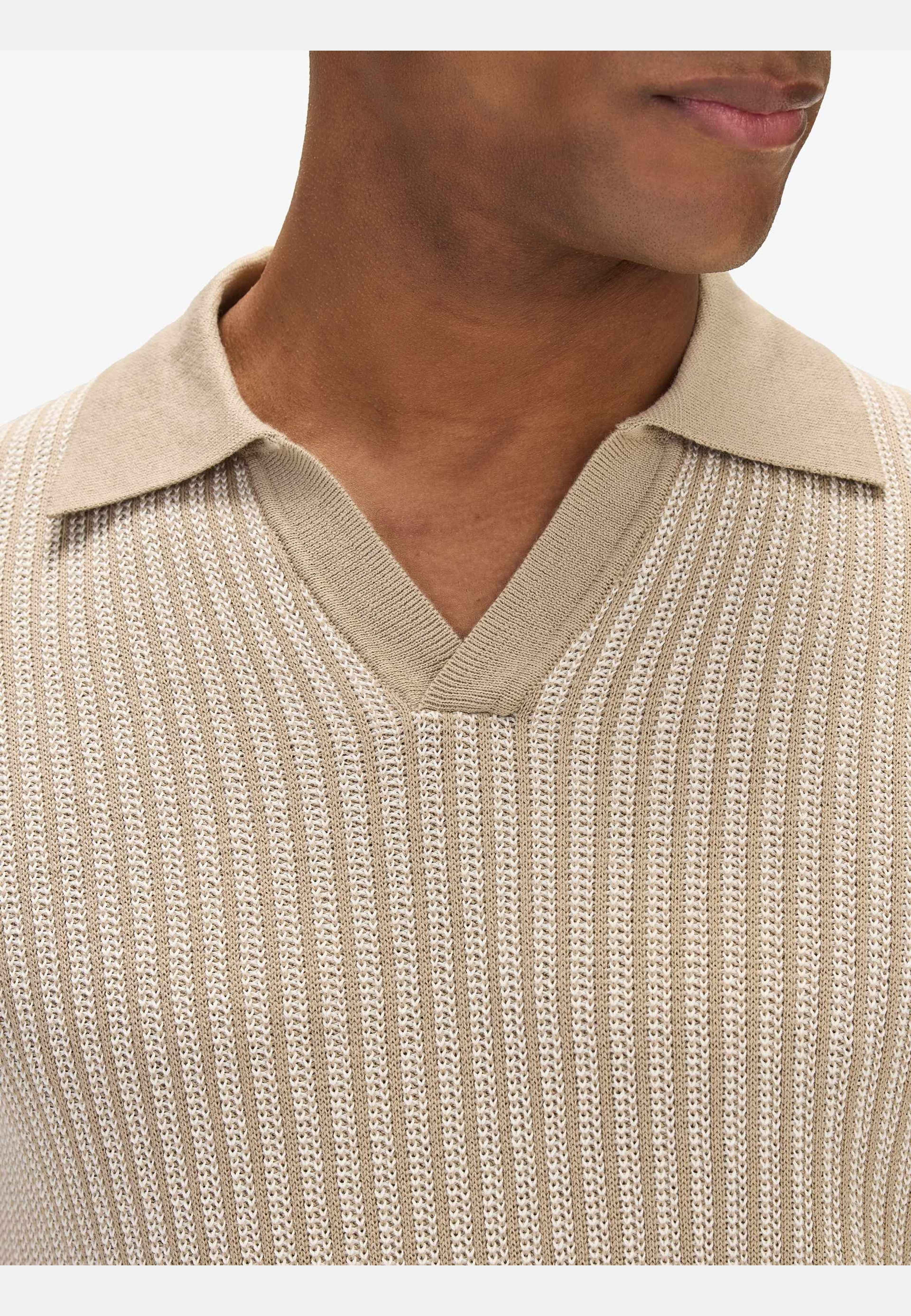 Polo S/s Vertical Stripe Sweater (lucas), från John Henric, i färgen beige. Klicka för att öppna bilden i stort format