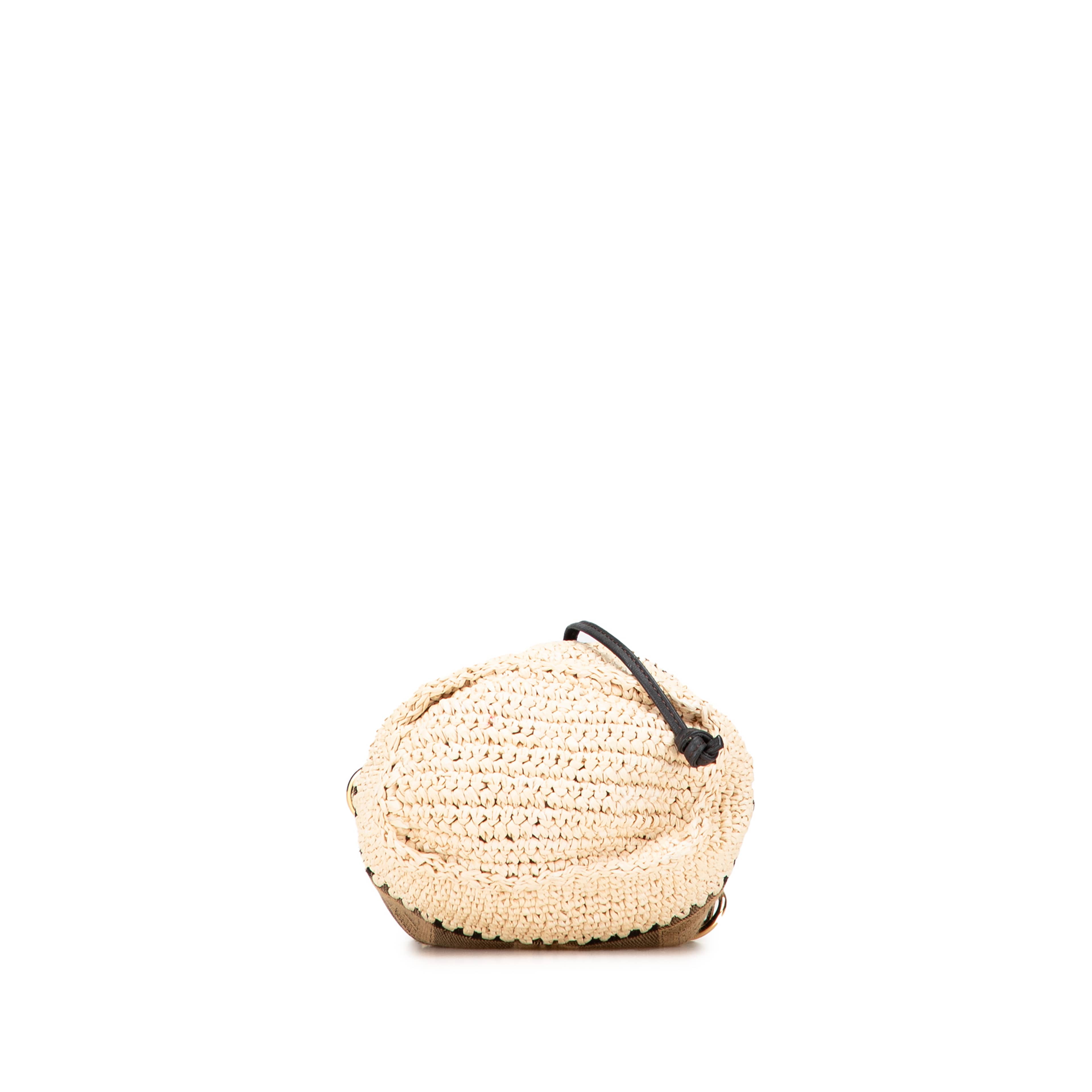 Fendi Zucca Pequin Jaquard And Straw Mon Tresor Bucket Bag, från Luxclusif, i färgen brown. Klicka för att öppna bilden i stort format