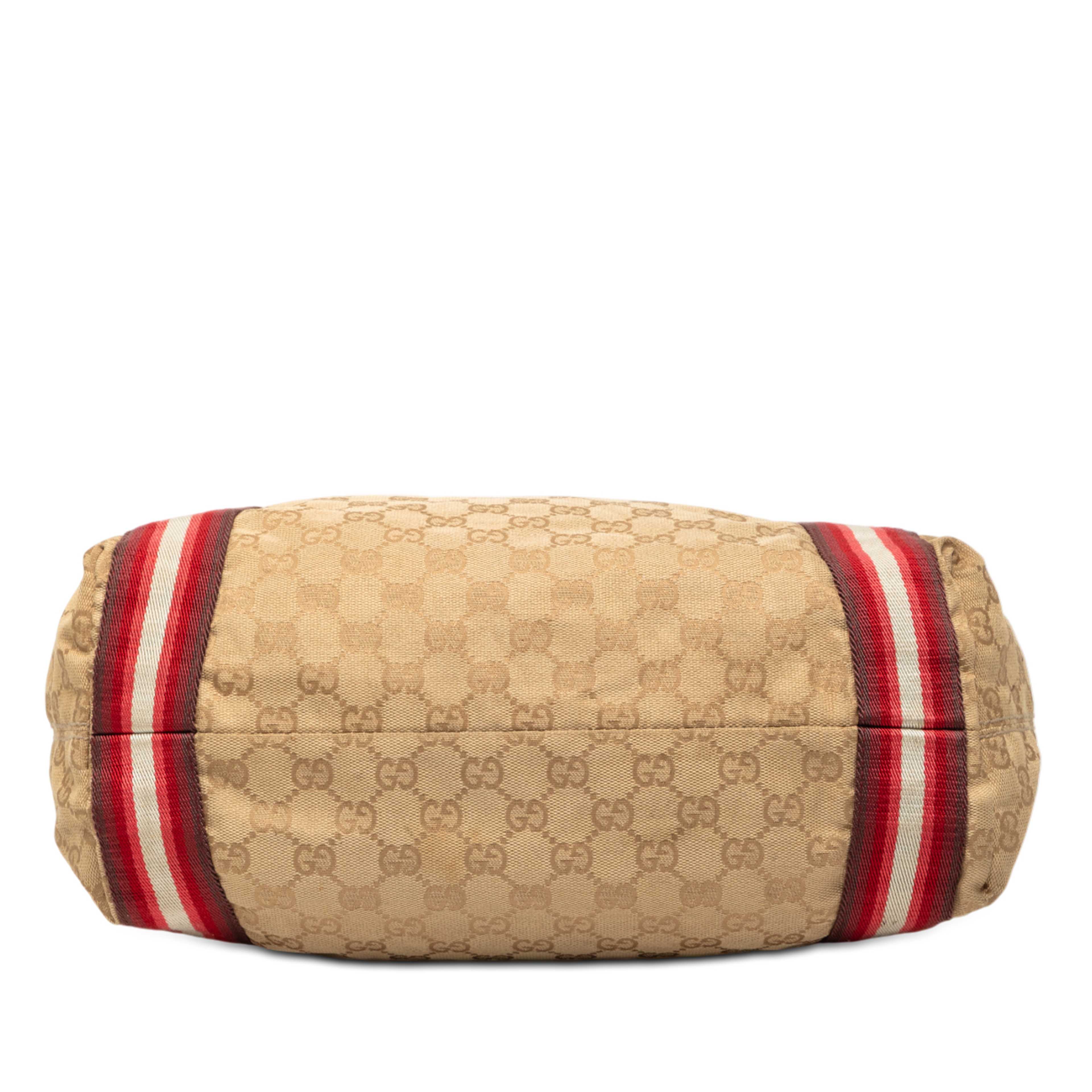 Gucci Gg Canvas Web Tote, från Luxclusif, i färgen beige. Klicka för att öppna bilden i stort format