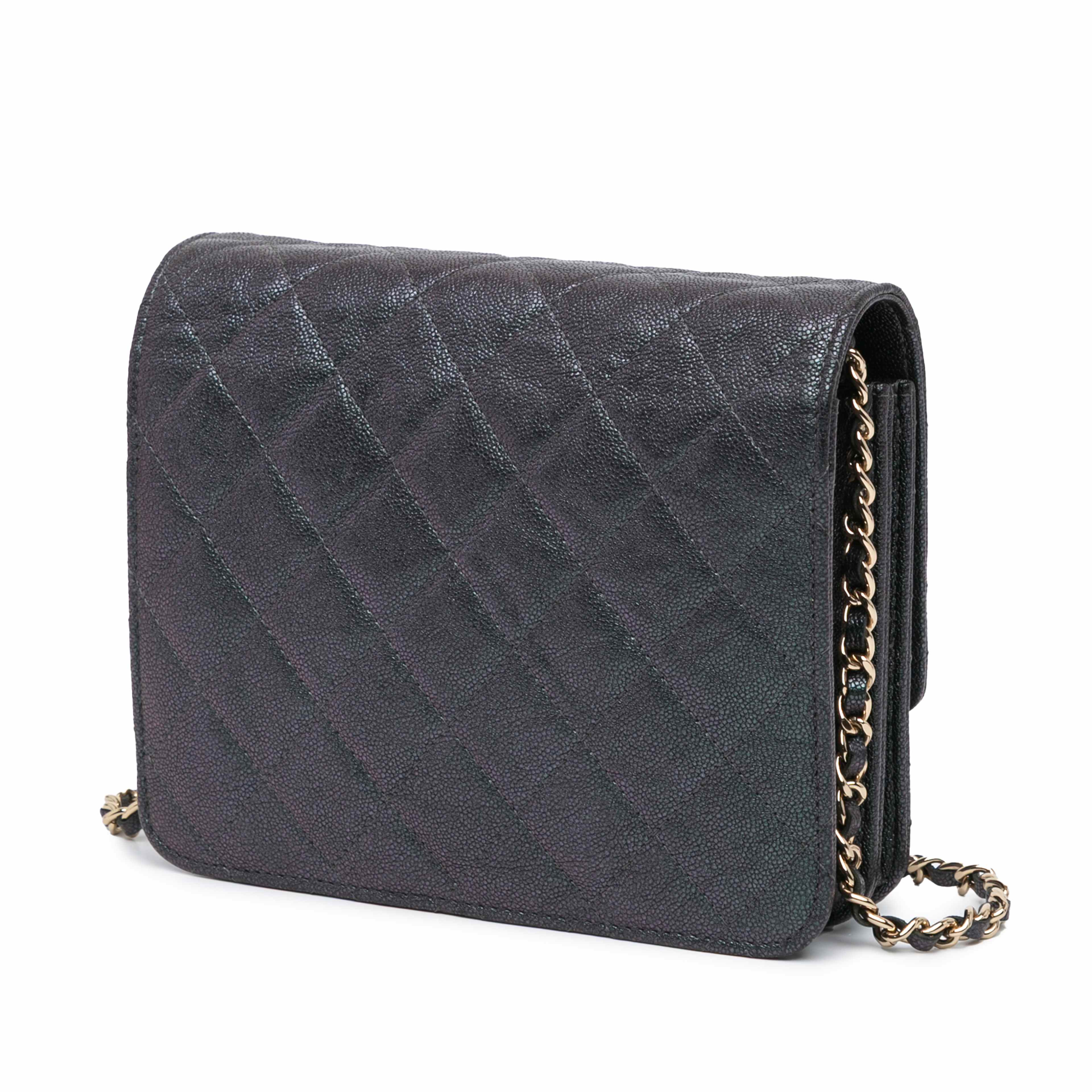 Chanel Quilted Caviar Square Wallet On Chain