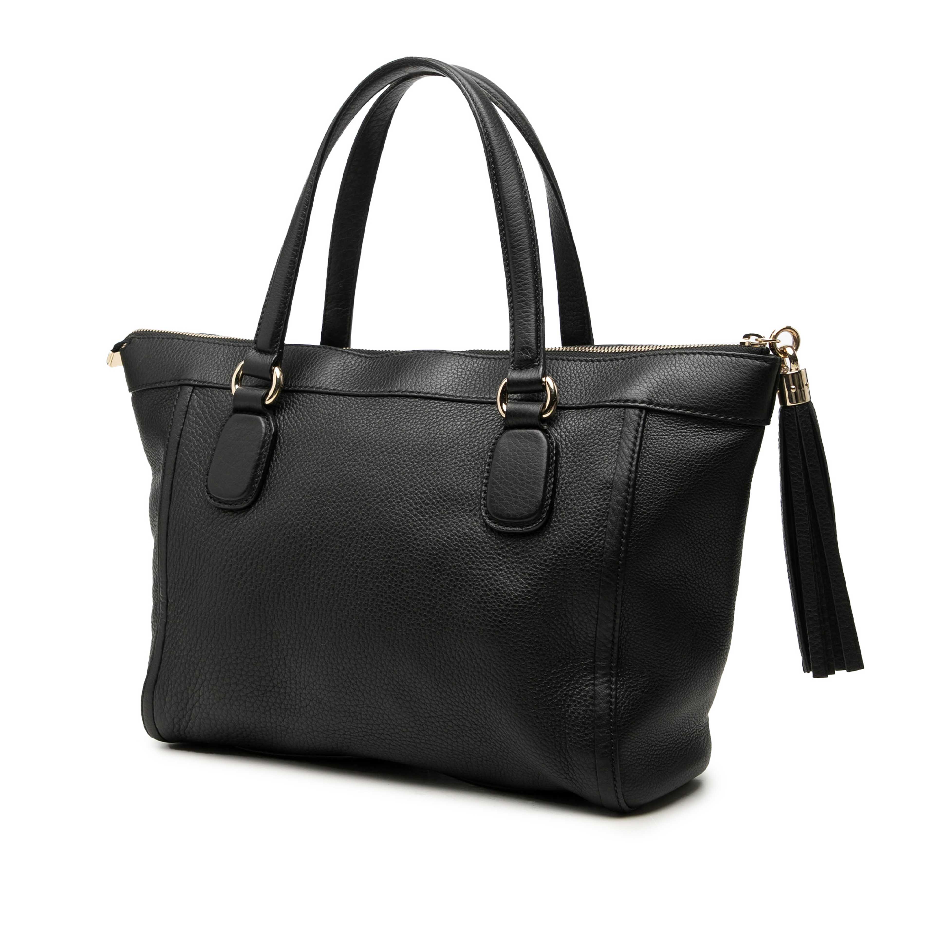 Gucci Small Calfskin Soho Working Tote, från Luxclusif, i färgen svart. Klicka för att öppna bilden i stort format