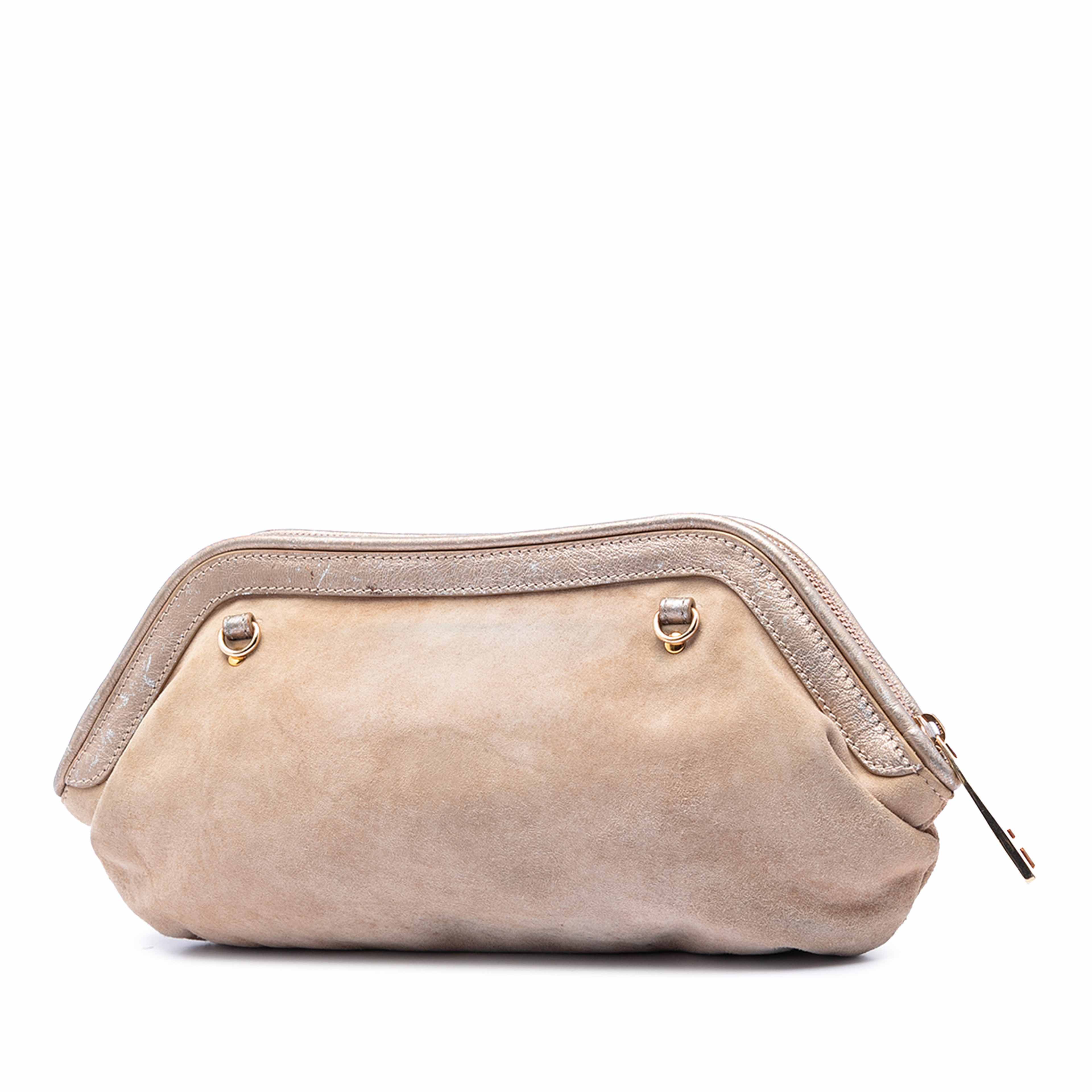 Burberry Prorsum Suede Frame Crossbody, från Luxclusif, i färgen light beige. Klicka för att öppna bilden i stort format