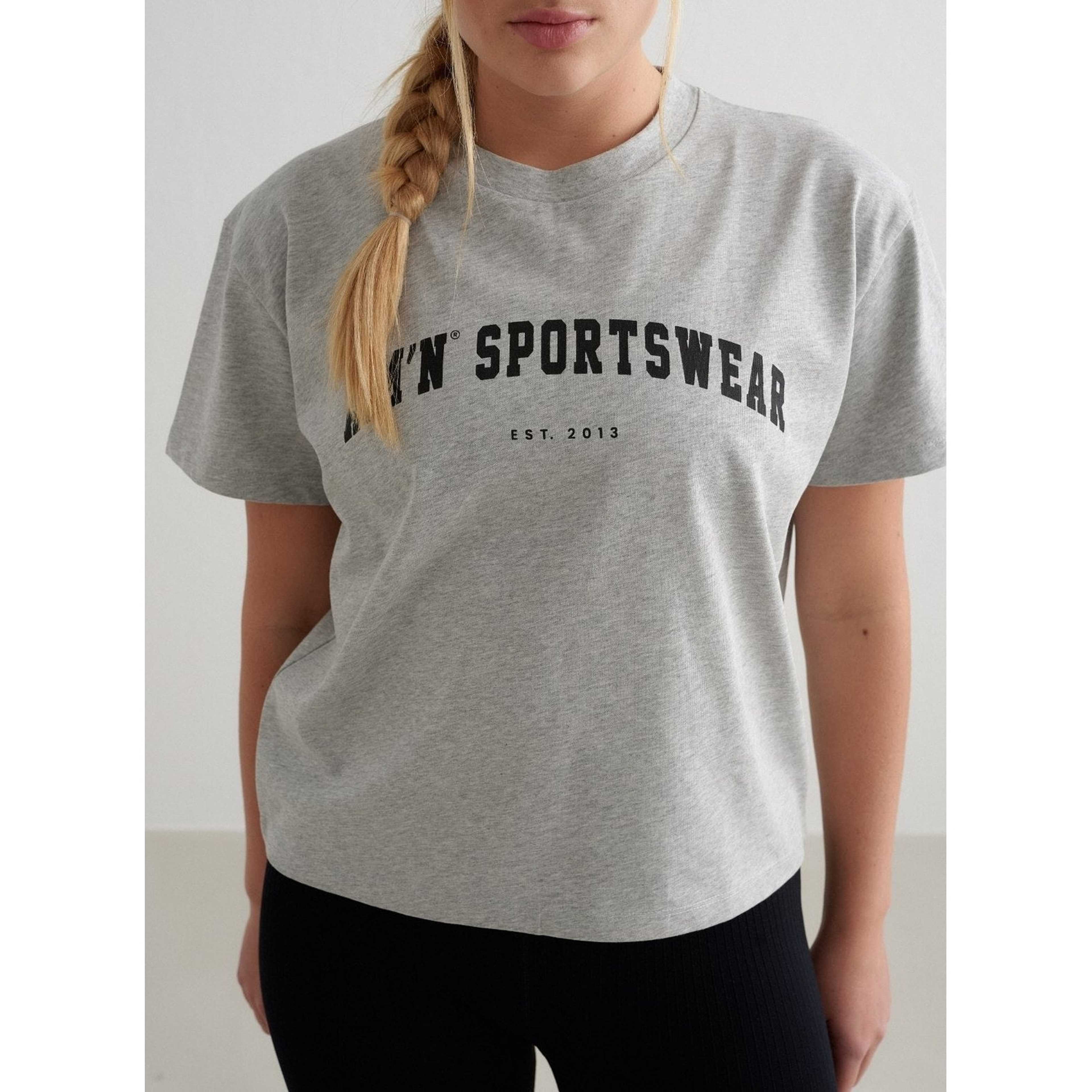 Grey Melange Varsity Boxy T-shirt