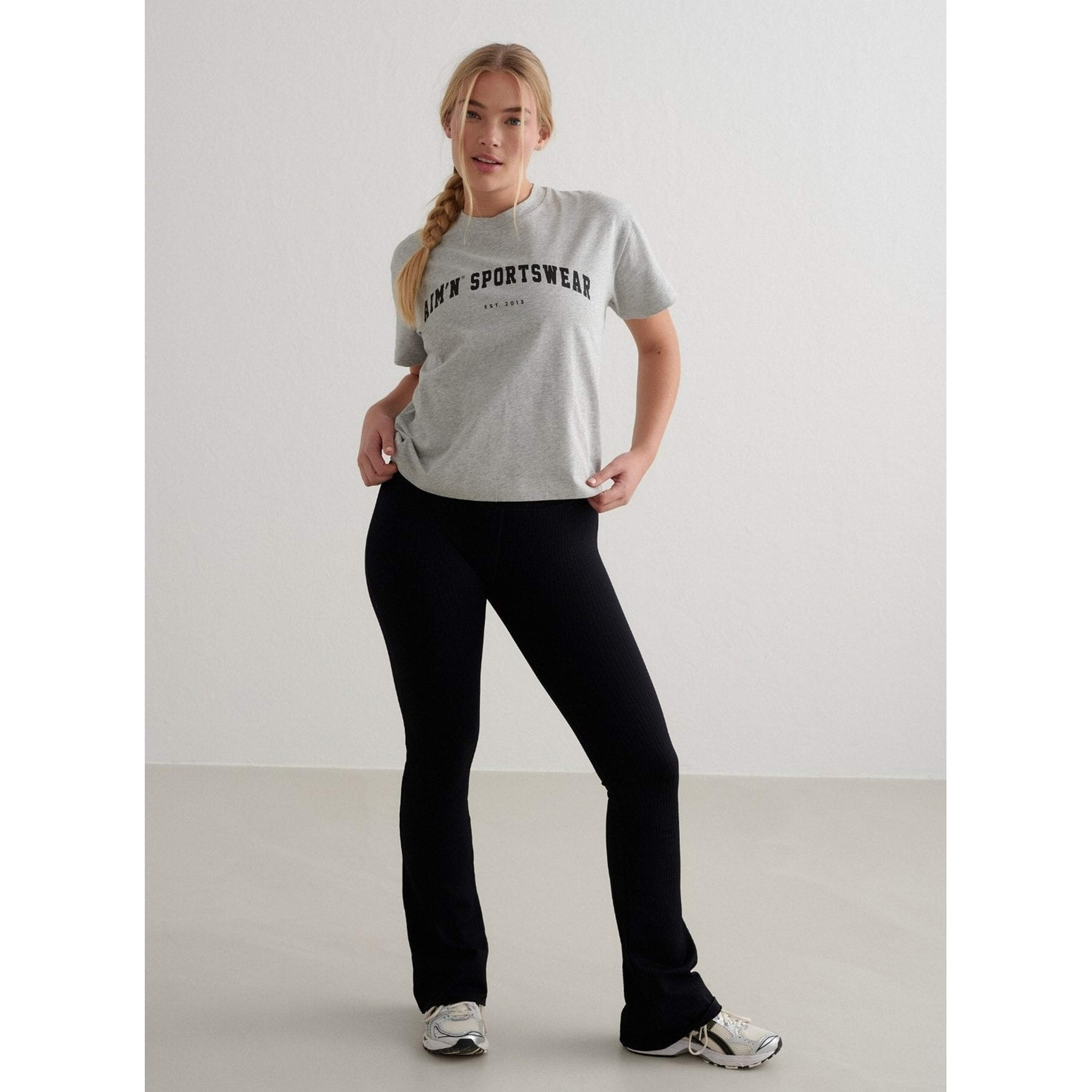 Grey Melange Varsity Boxy T-shirt