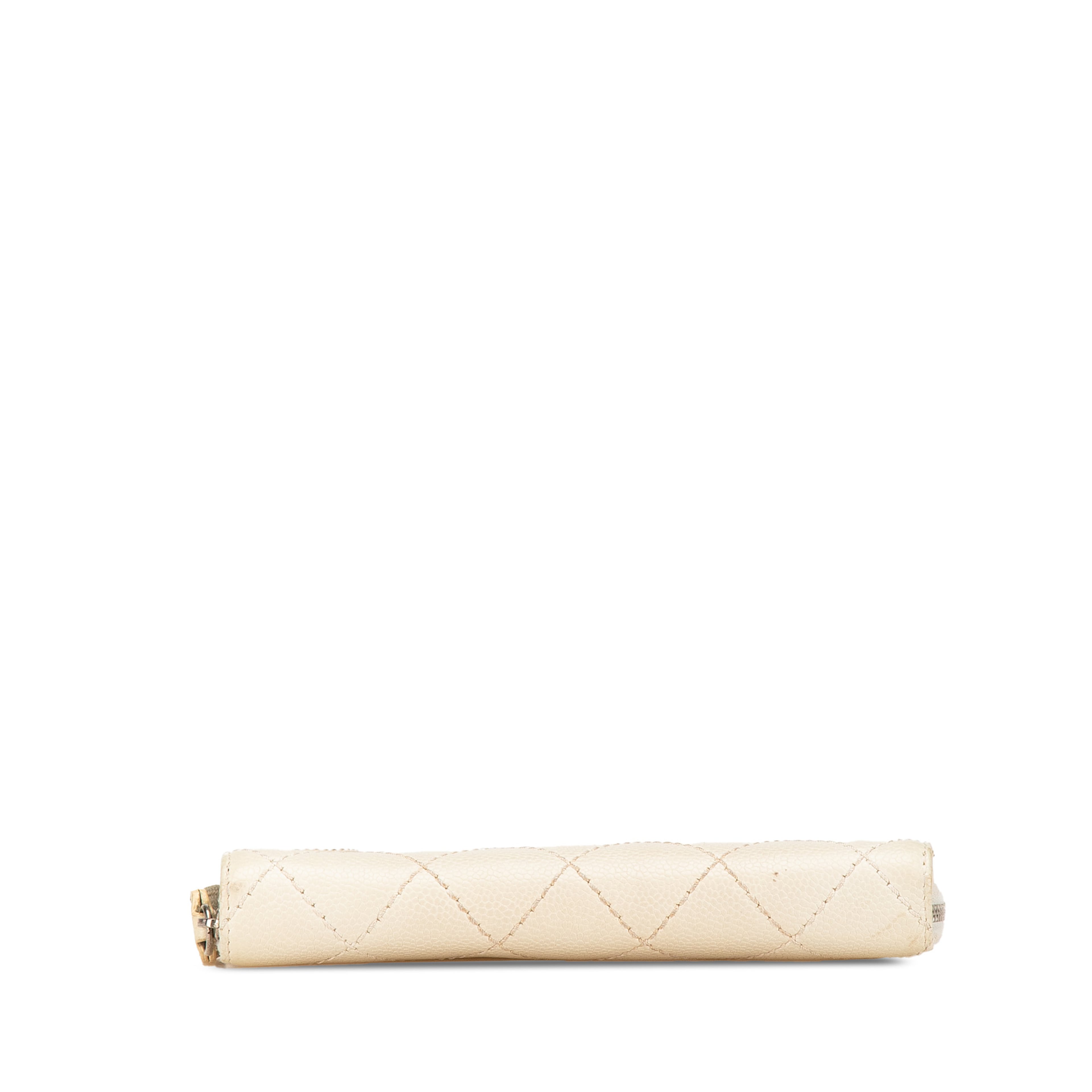 Chanel Cc Quilted Caviar Zip Around Long Wallet